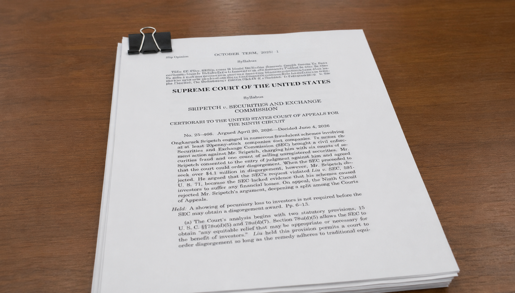 Supreme Court Preserves SEC Disgorgement Without Proof of Investor Loss