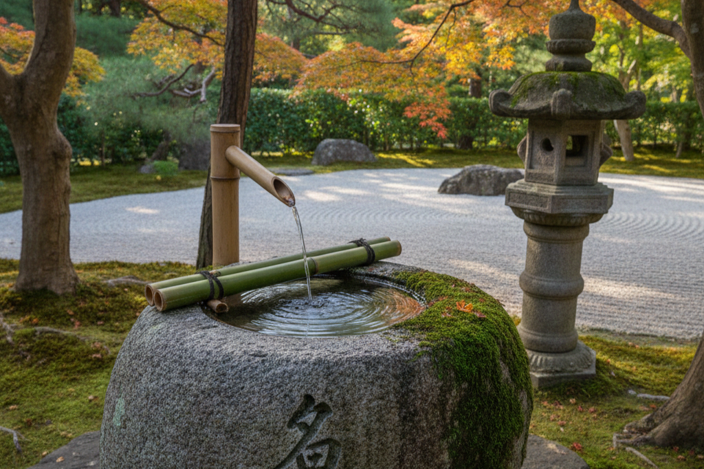 Japanese chozuya (water fountain) for purification Zen Garden