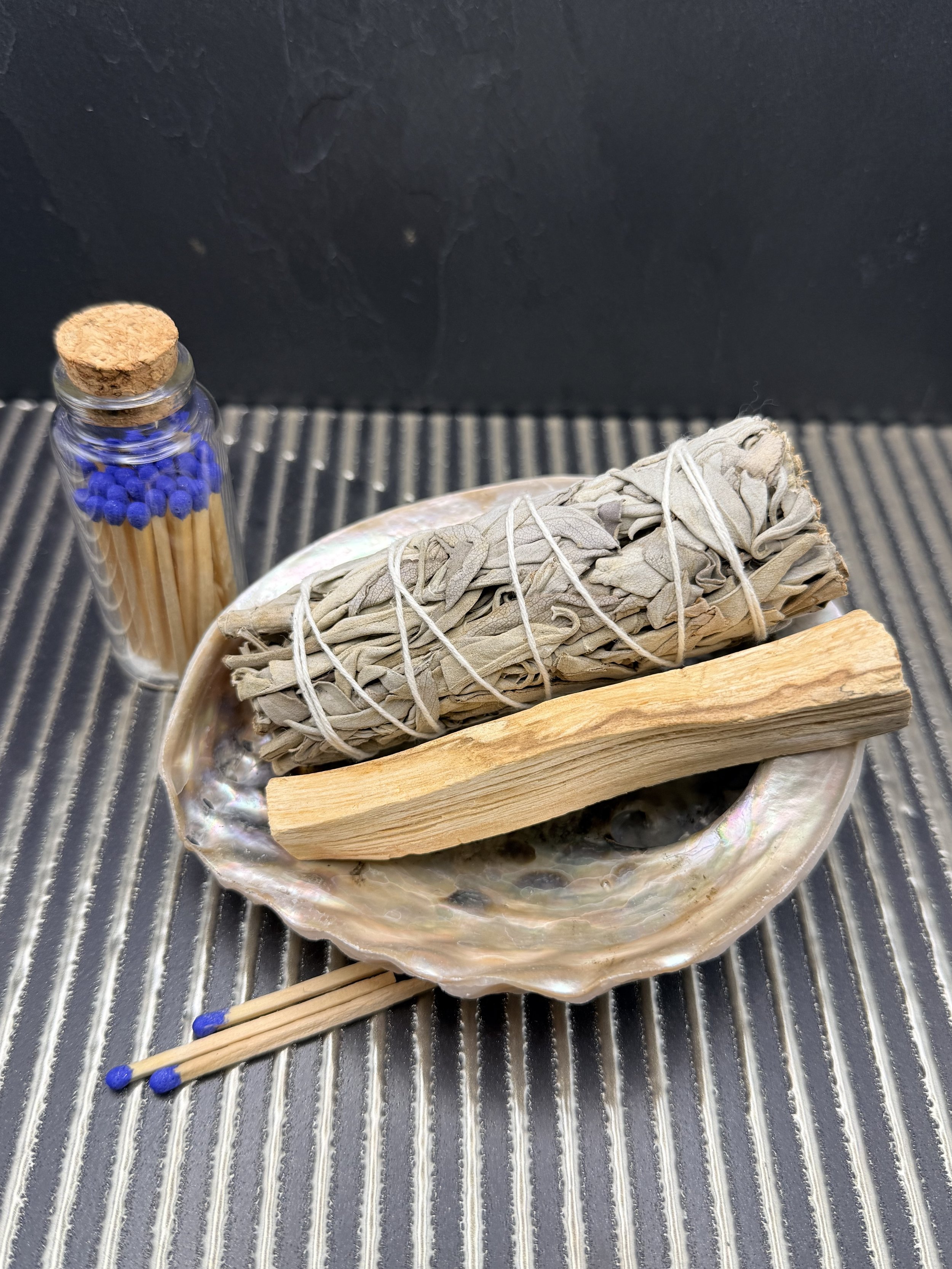 Sacred Smoke Bundle | Abalone Shell, Sage, Palo Santo & Matches