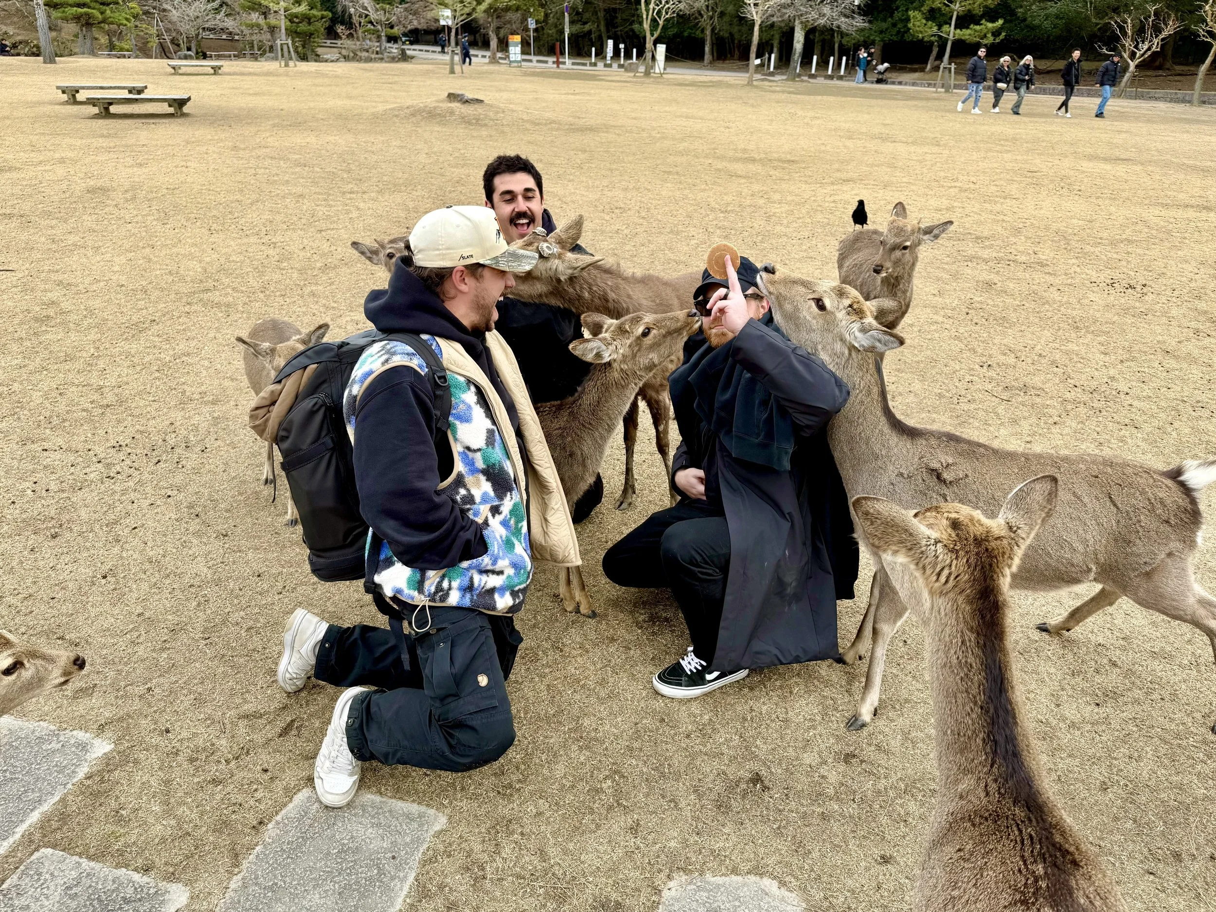 3 Men Bowing Nara Deer Crackers