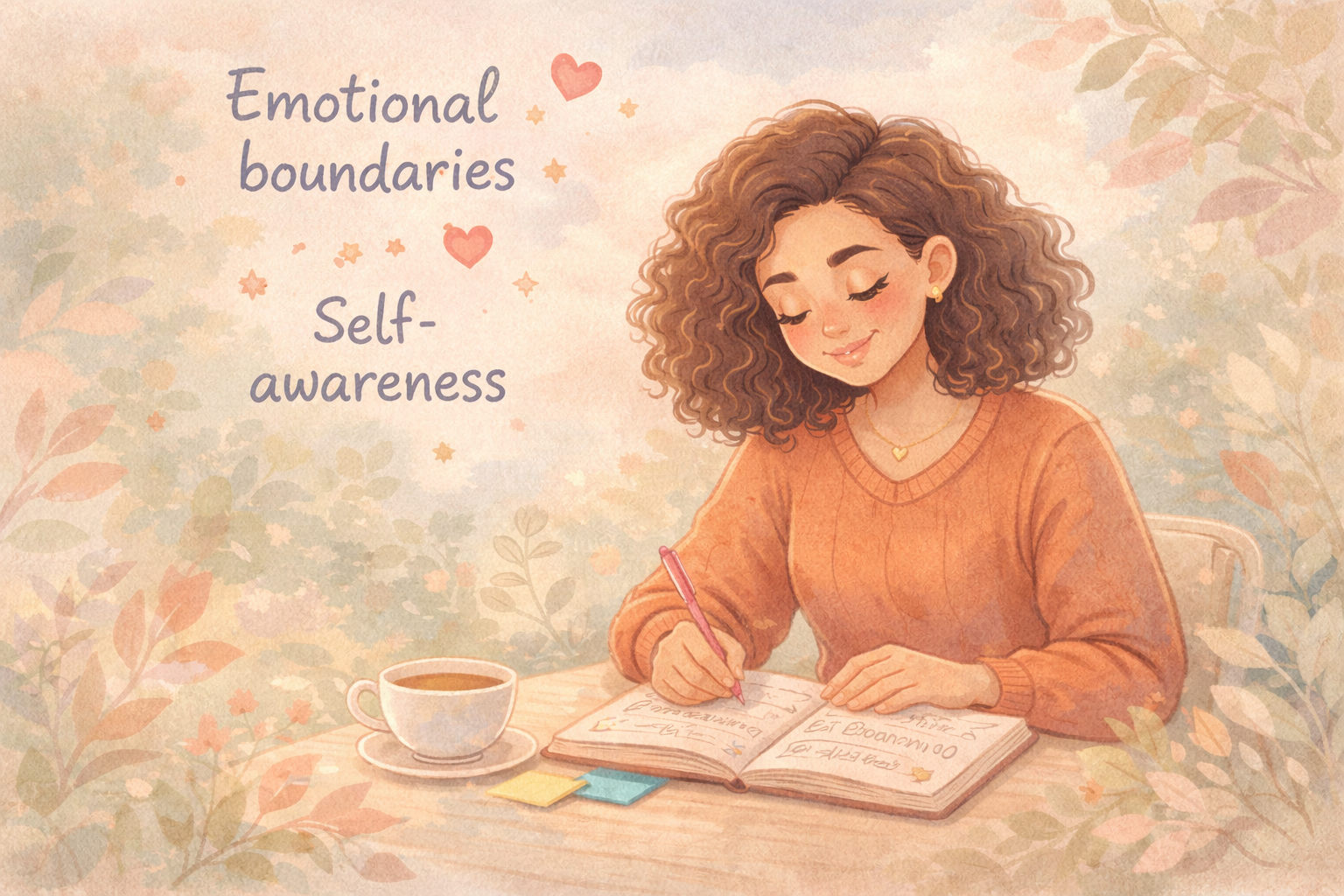 woman journaling about emotional boundaries and self awareness