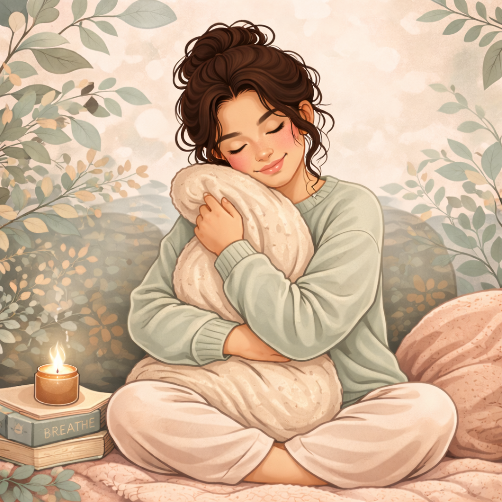 woman practicing self-compassion to calm anxiety