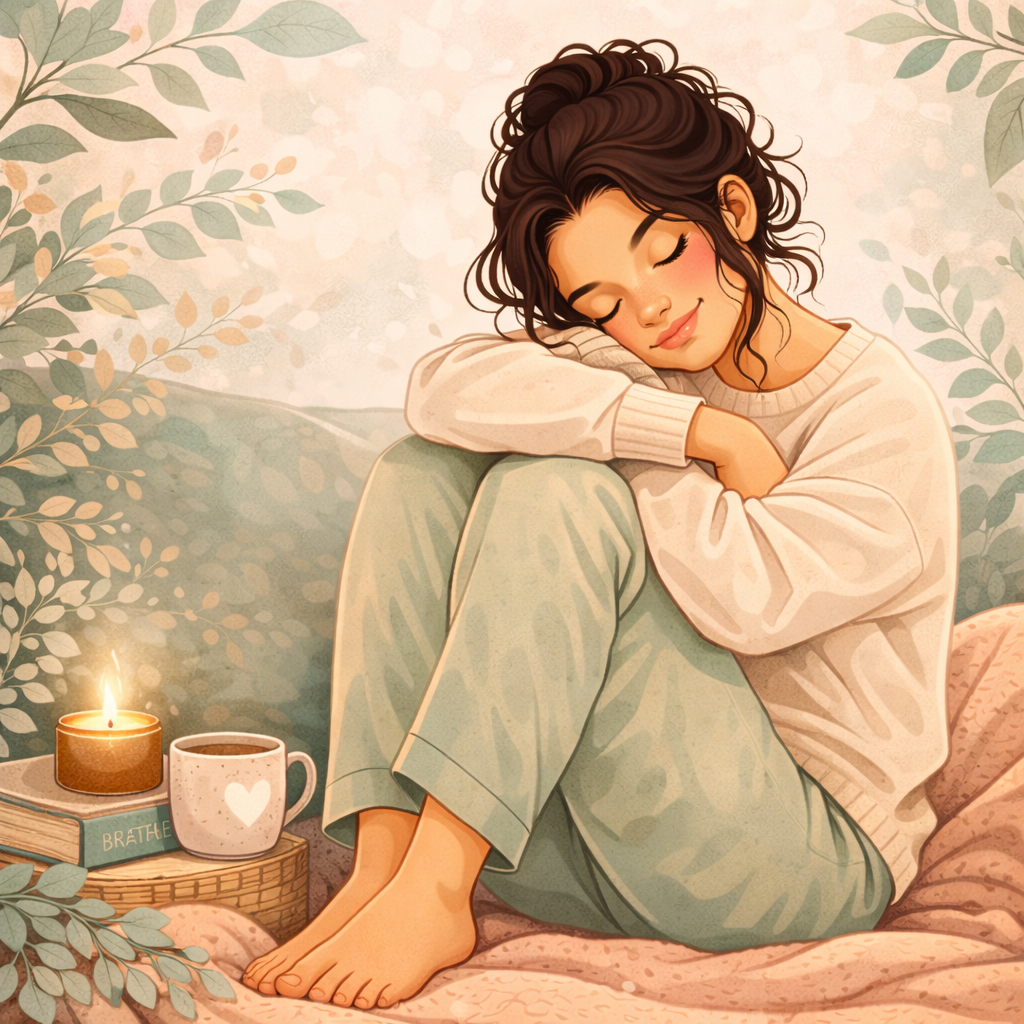 woman practicing self-compassion to calm anxiety