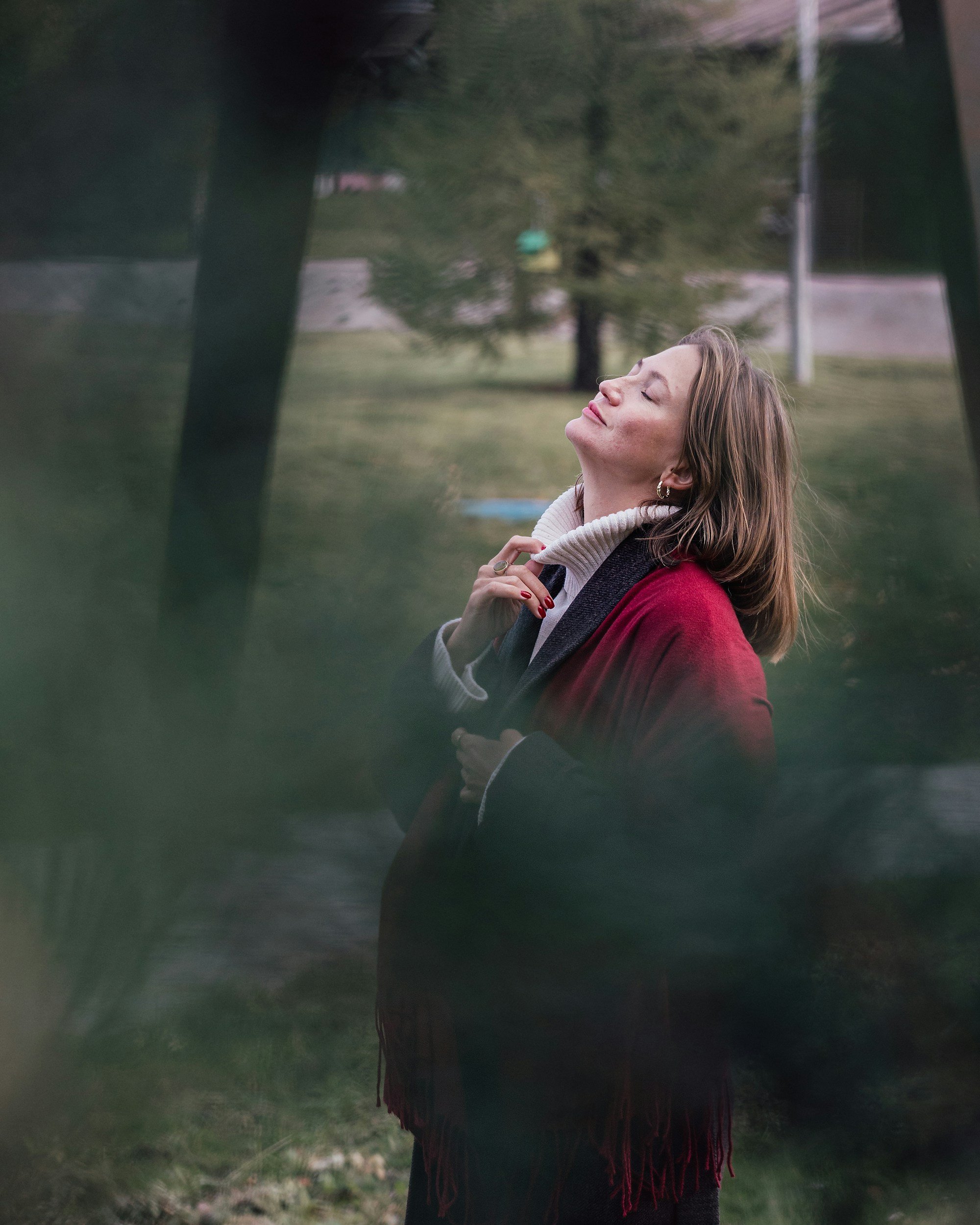Woman outside breathing fresh air