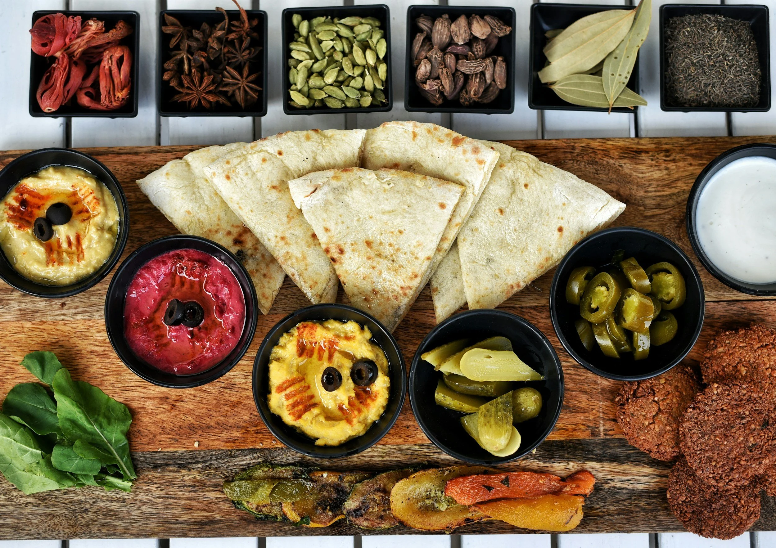 Colourful mezze platter