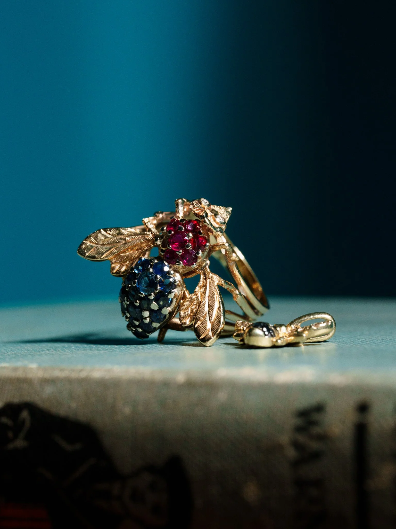 Gold Gemstone Bee Ring