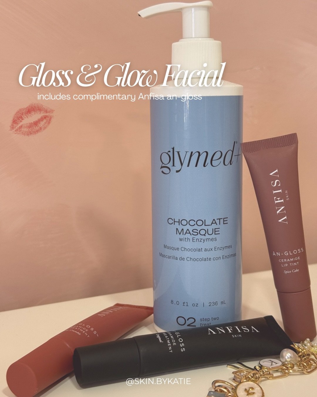 Meet Gloss &amp; Glow💋- my February-only facial featuring a dermaplane, massage, yummy chocolate enzyme mask, LED therapy, and a complimentary Anfisa An-Gloss you get to take home!

$199 | Very limited availability!

*gloss included only while suppl
