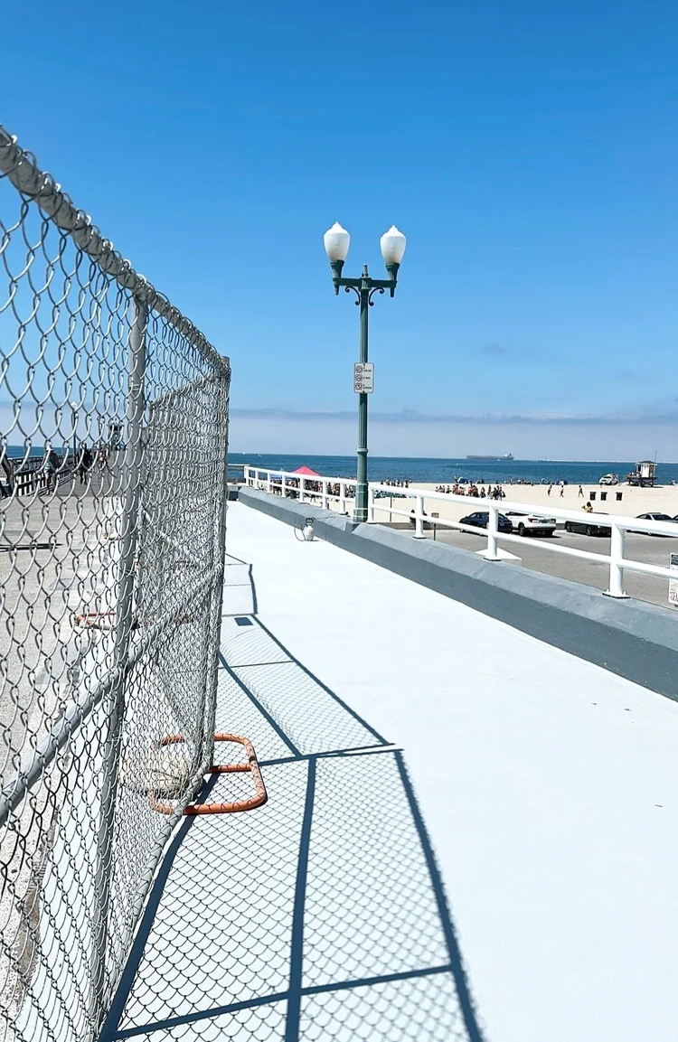 Restored concrete deck alongside the coast in Seal Beach