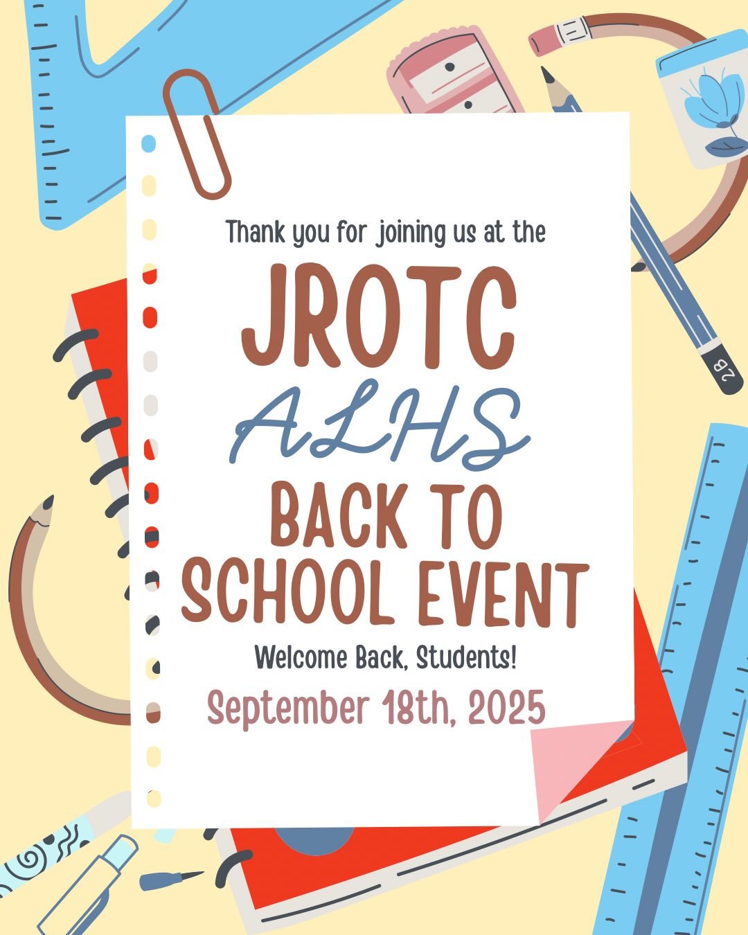 Thank you so much for attending back to school night and supporting our cadets!! We look forward to teaching them this year!!