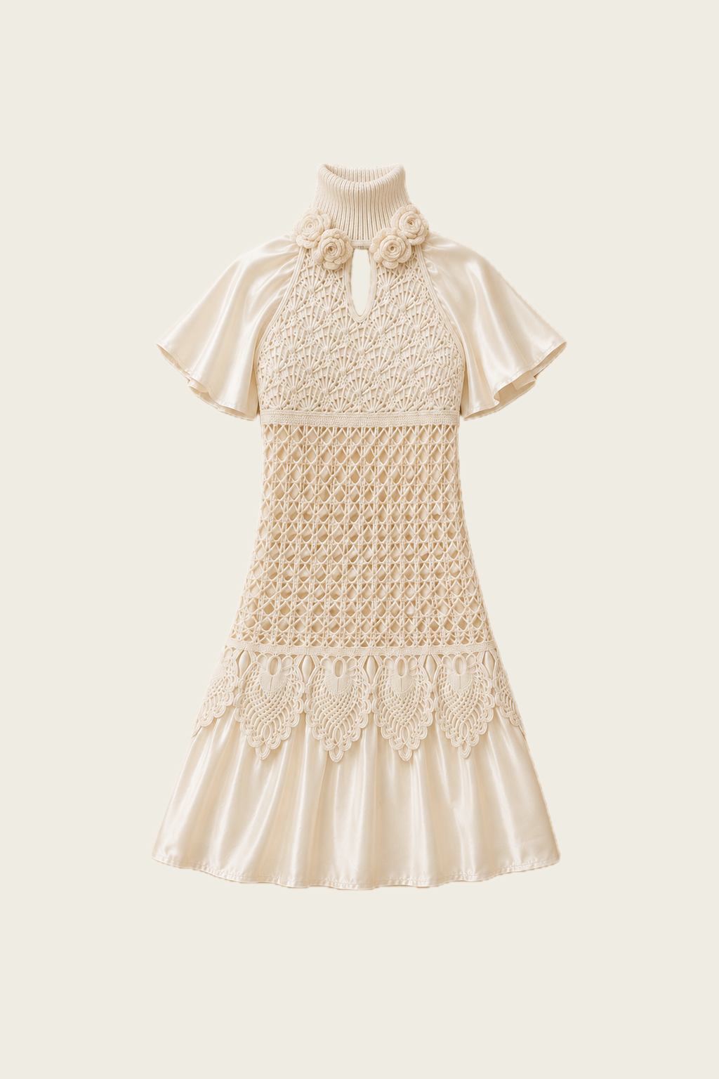 Izabel Crochet & Silk Mini Dress