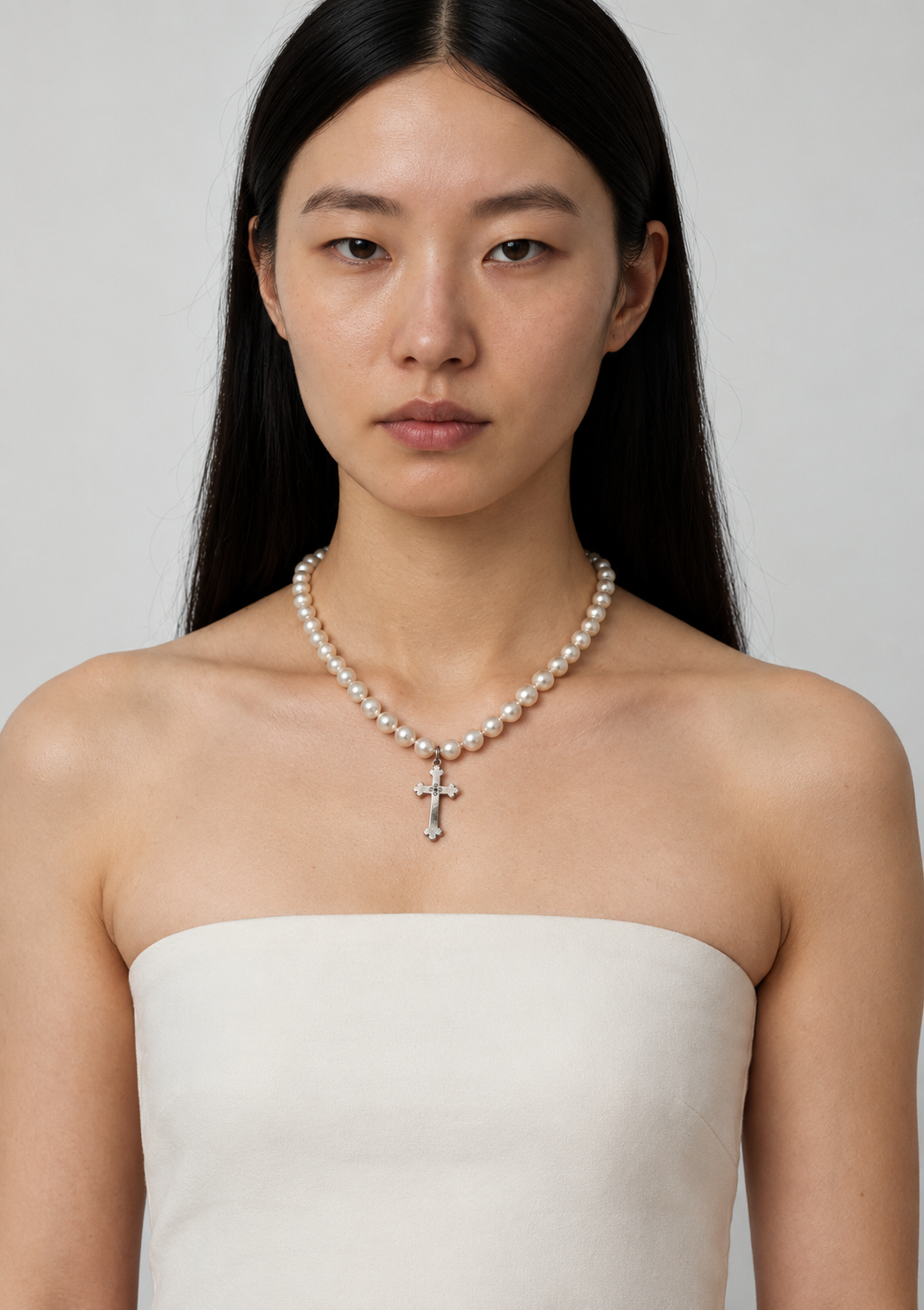 Freshwater Pearl Necklace with Cross