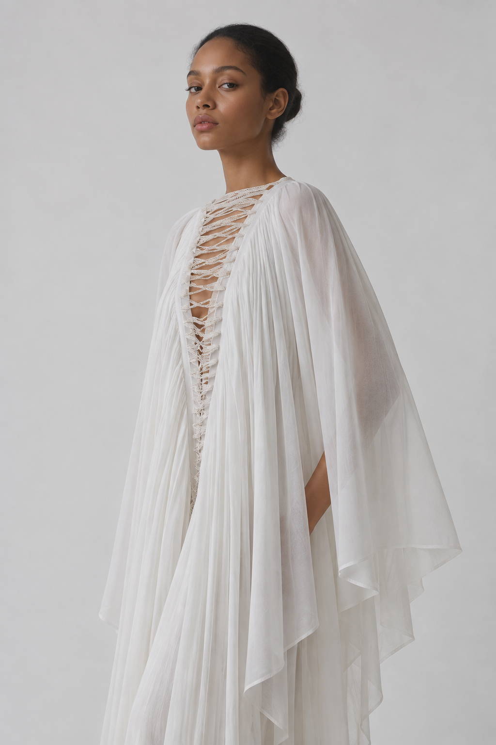 Bailey White Cotton Cape Dress