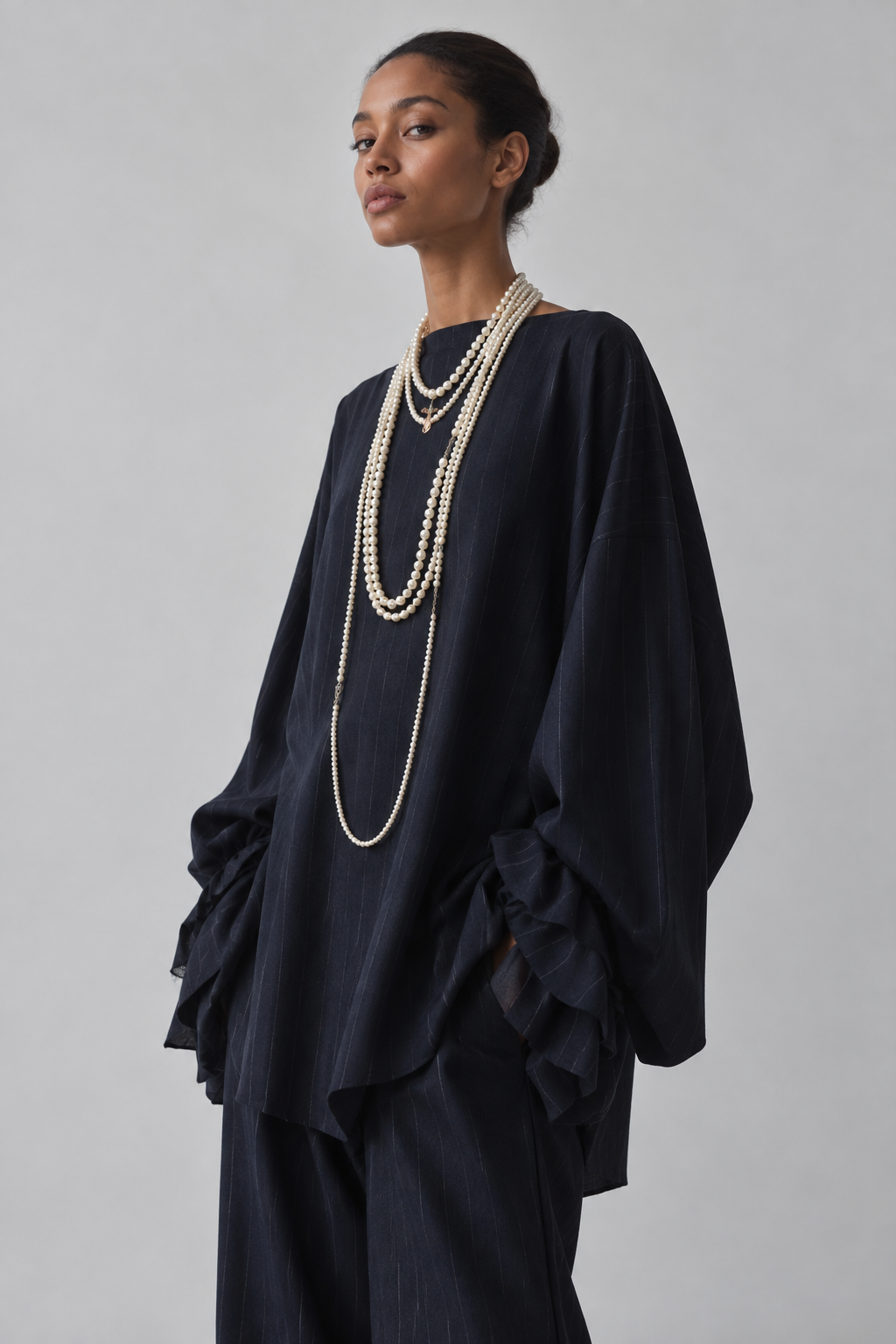 Aleksandra Stripped Office Blouse