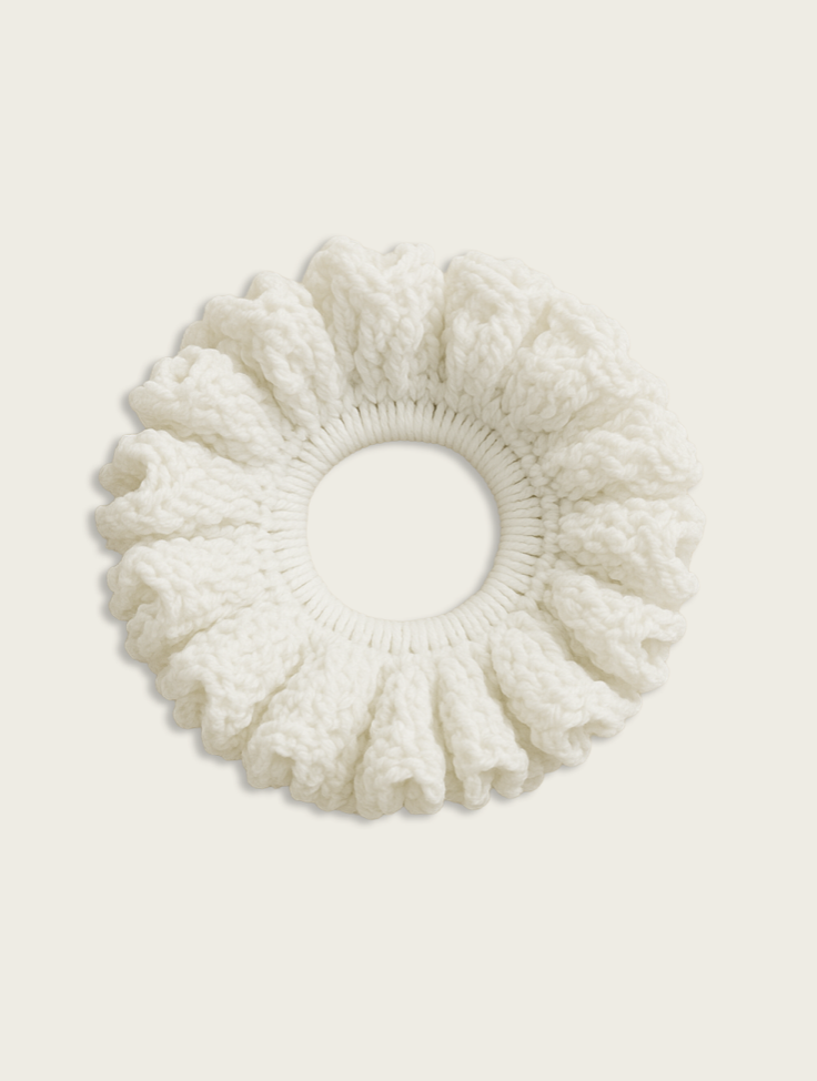Lina White Crochet Scrunchie