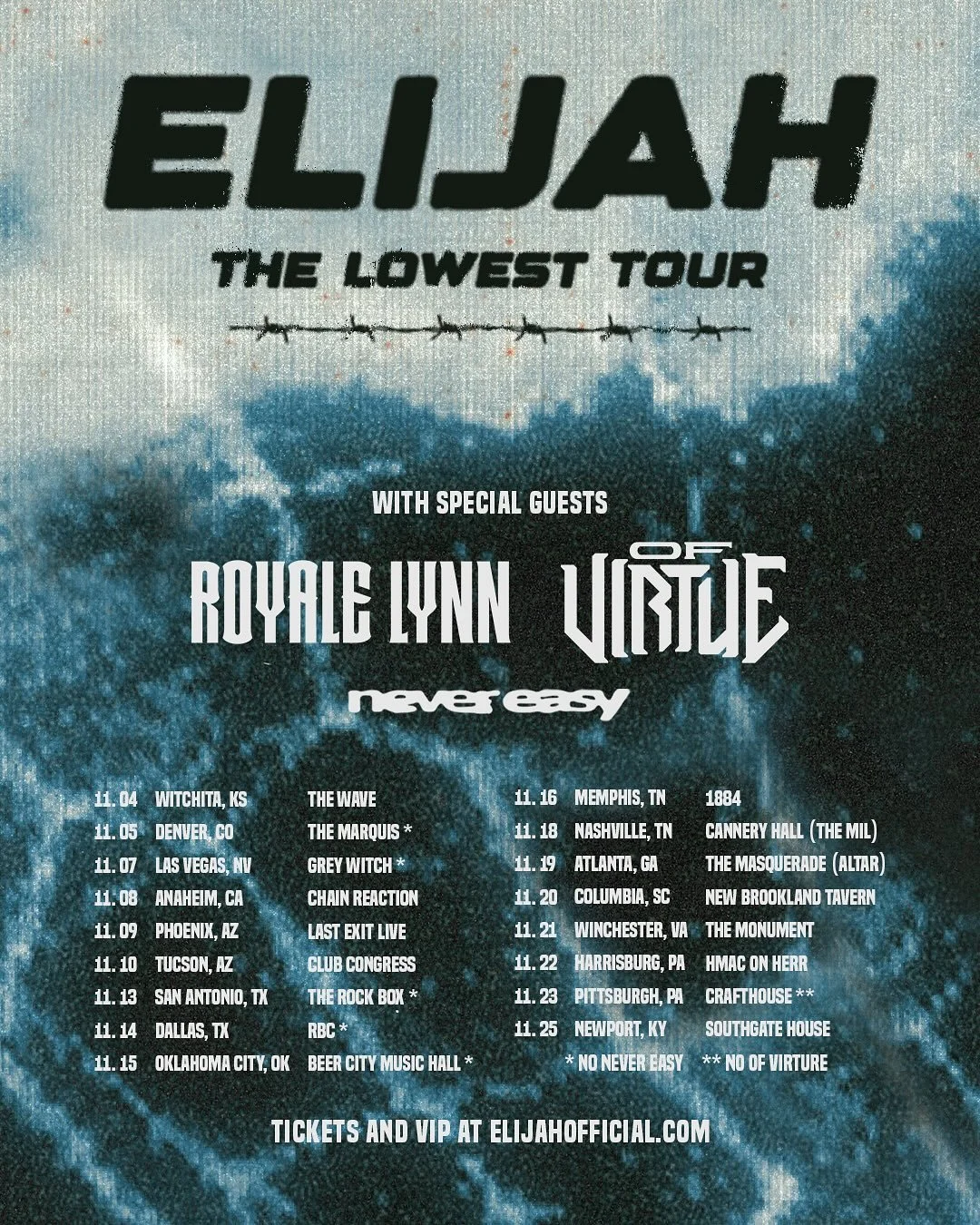 See @thexelijah on The Lowest Tour this Fall! Tickets on sale this Thursday 8/28 at 10am local at Elijahofficial.com 🤘🏼🖤⛓️

#elijah #thexelijah #relianttalent #relianttalentagency #falltour #musictour