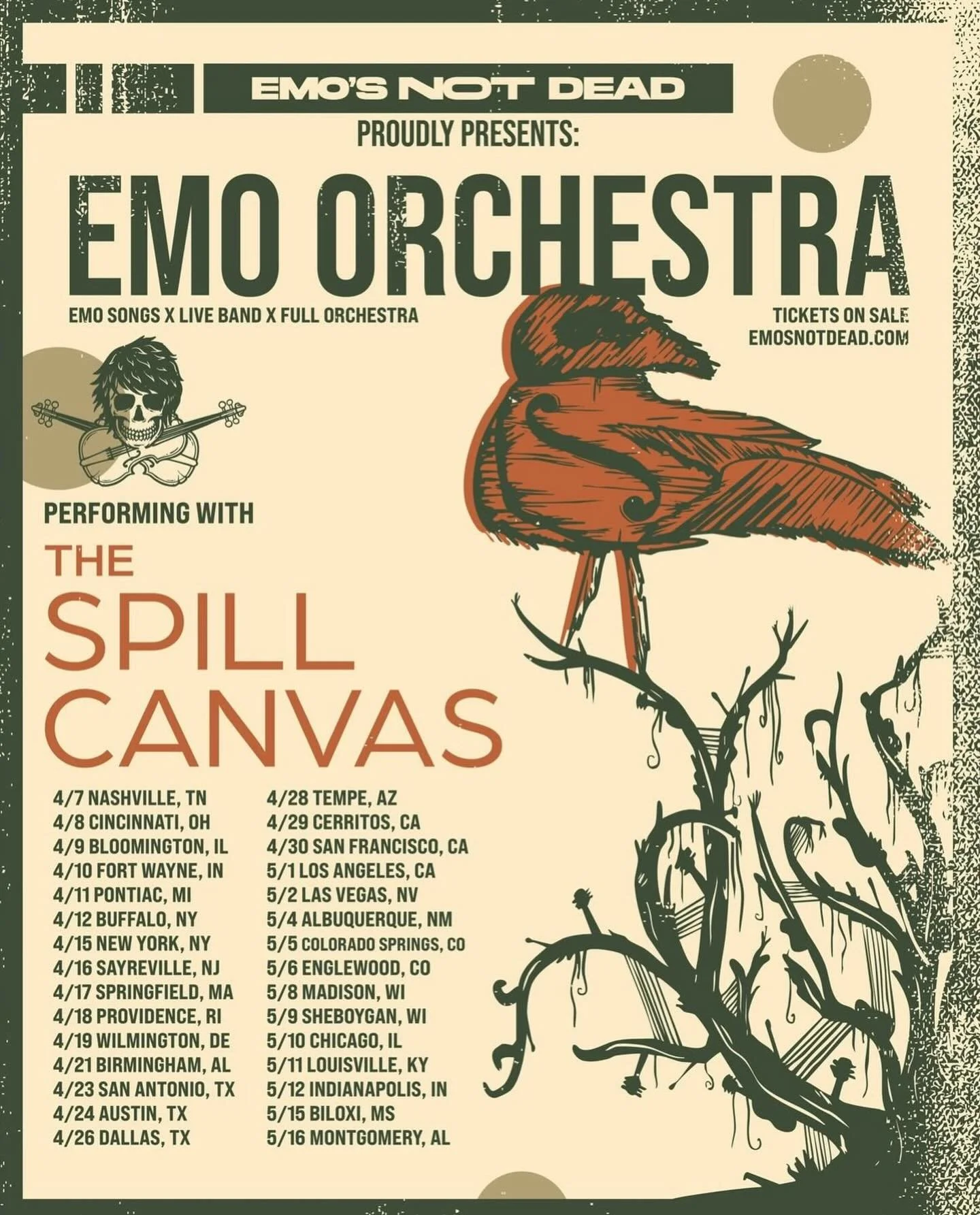 This spring, @emo_orchestra welcomes The Spill Canvas as their featured guest! You&rsquo;ll hear The Spill Canvas perform all their hits, alongside orchestral renditions of songs by Taking Back Sunday, Fall Out Boy, A Day To Remember, The Used and mo