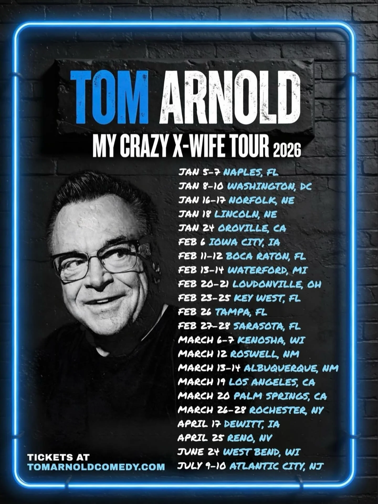 @thetomarnold kicked off My Crazy X-Wife Tour this week! Be sure to catch him on the road in 2026. Tickets are on sale now at TomArnoldComedy.com 🎭

#relianttalentagency #reliantclient #tomarnold