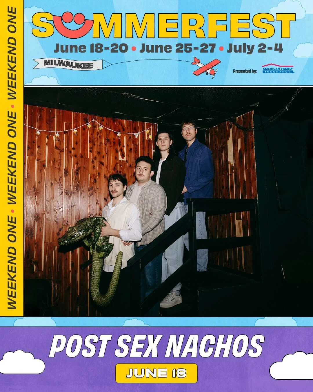 Catch our clients @postsexnachos, @thefamilystoneband, @sisterhazelband, and @mindiabair at @summerfest this summer! Tickets on sale now at www.summerfest.com. ☀️

#relianttalentagency #reliantclient #summerfest