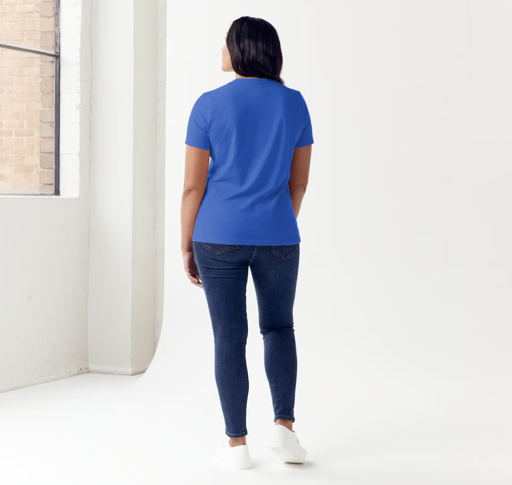 GBB blue crew neck tee back with model standing.png