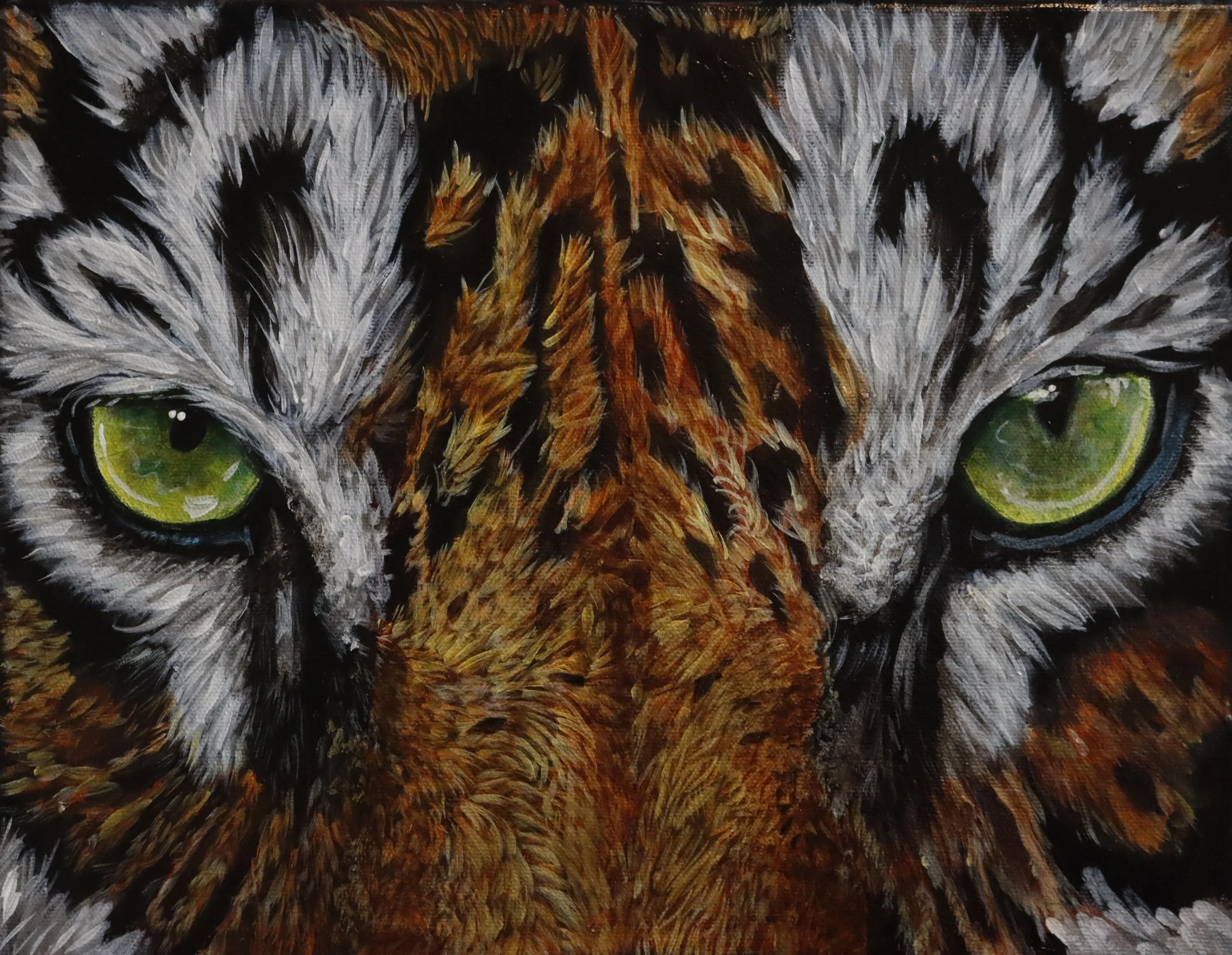 "Eye Contact" 
14" x 11" 
Acrylic on Gallery Canvas
Enquire to purchase. 
Available June 1st, 2026