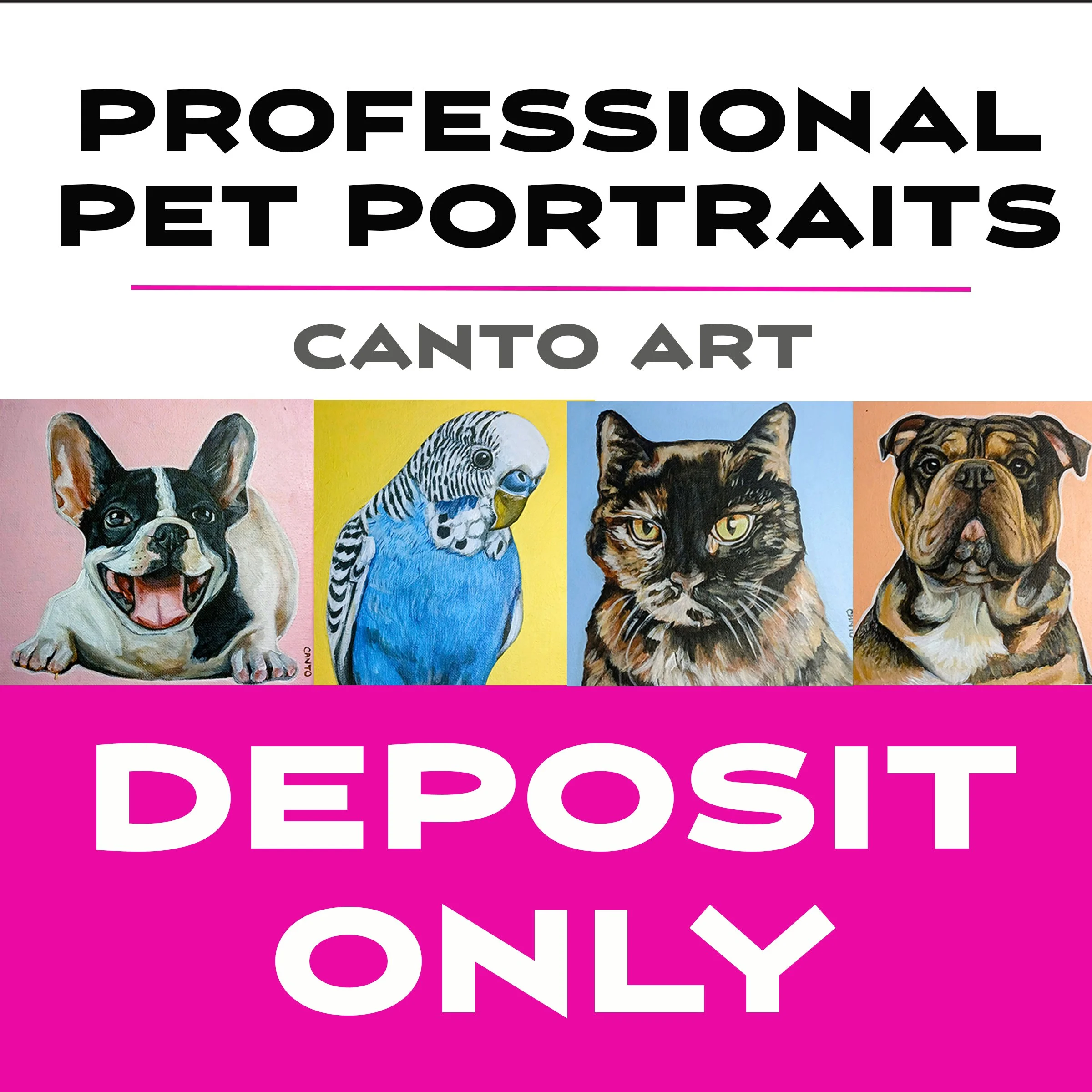 8"x8" Pet Portrait DEPOSIT ONLY