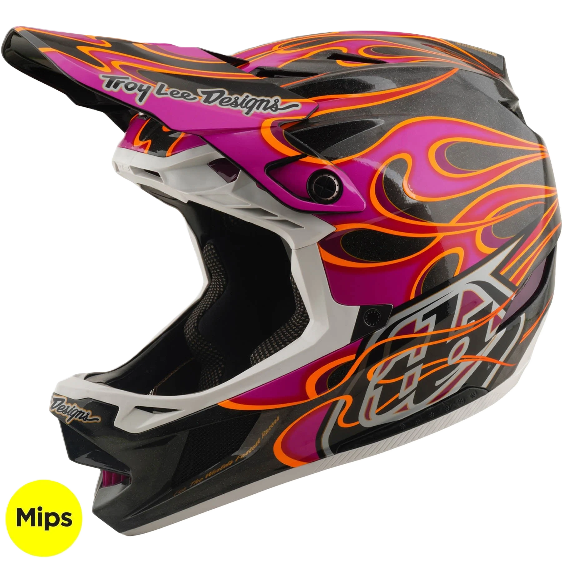 TLD D4 Carbon MIPS Helmet Torched - Carbon/Magenta