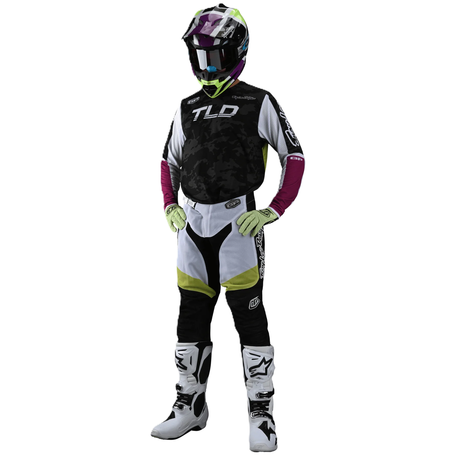Troy Lee Designs GP AIR MX Set Veloce - Camo Black/Glo Green