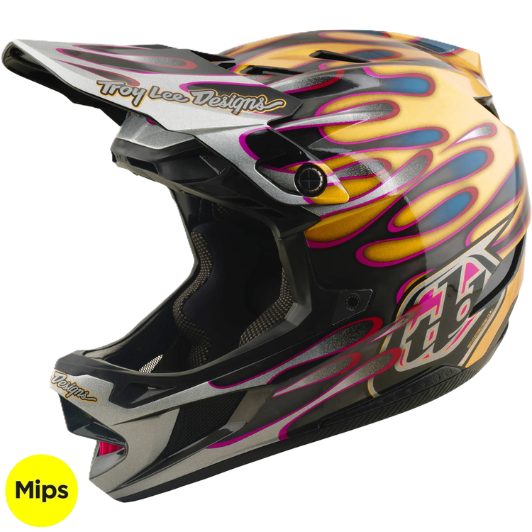 TLD D4 Carbon MIPS Helmet Overspray - Gold/Black