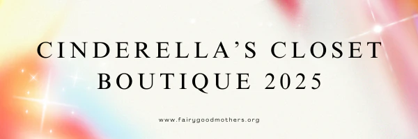 Logo for Cinderella's Closet Boutique 2025 with a colorful, gradient background and sparkles.