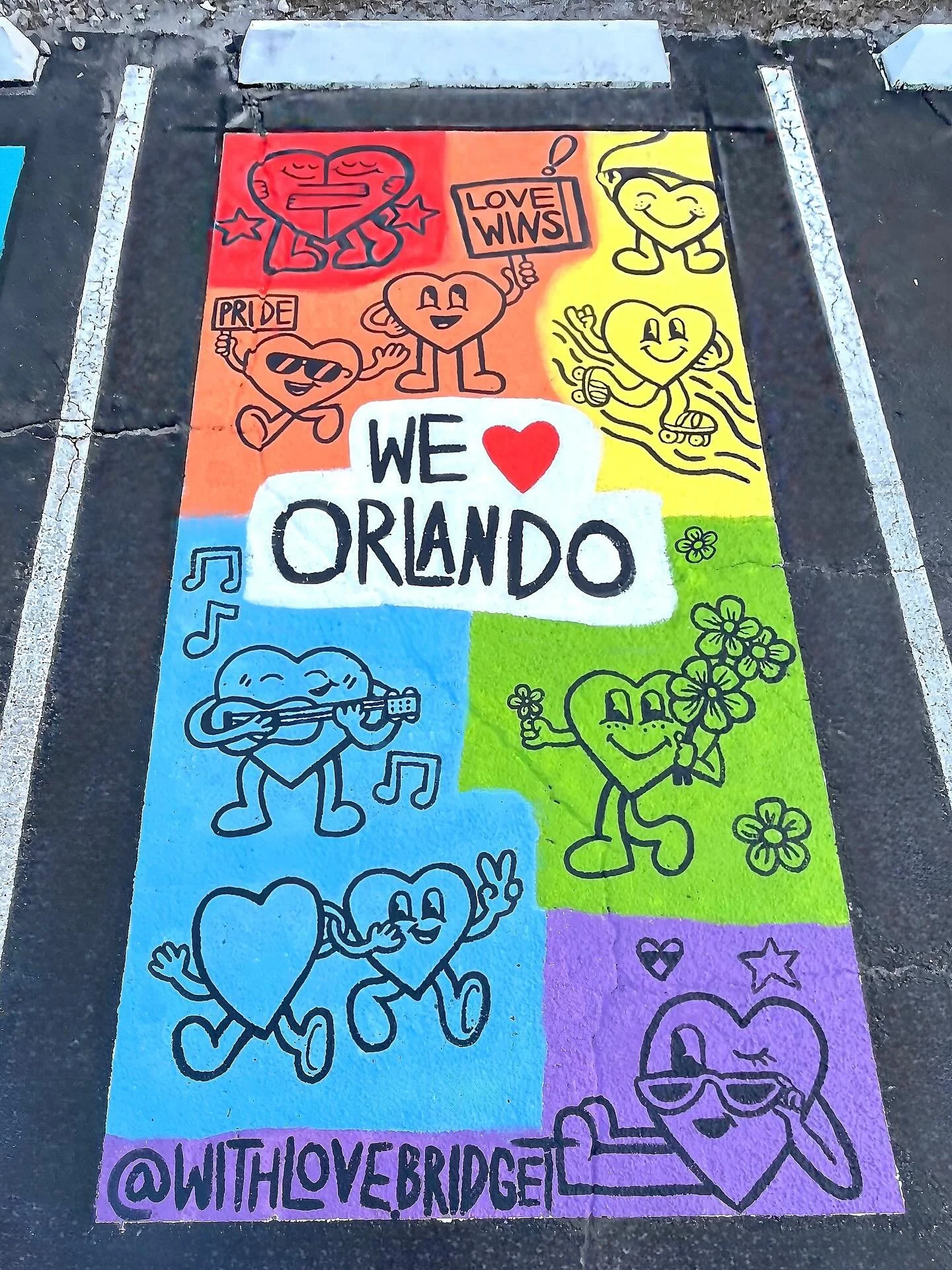 Last week I had the pleasure of being part of @se7enbites Parking Spaces for Pride event! 🎨🌈💕
&bull;
&bull;
&bull;
In a symbolic protest of the targeted removal of the rainbow sidewalk outside Pulse Nightclub, 49 artists (including me!) got togeth