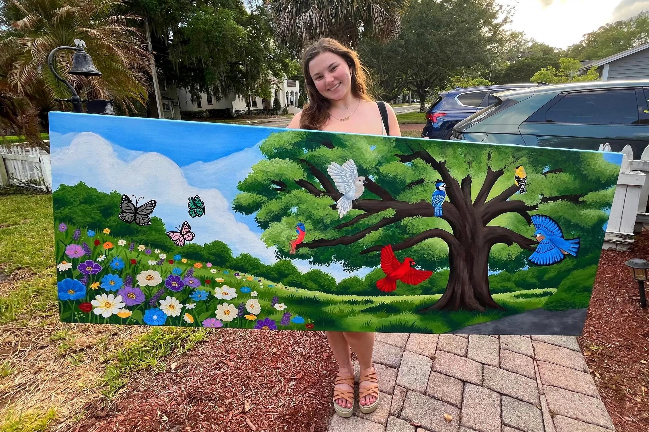 I had the absolute pleasure of building and creating this commissioned art piece for a lovely client! 💐🦋🌳🤍
I built the frame myself and stretched the canvas to fit the necessary dimensions, and collaborated directly with the client to bring her e