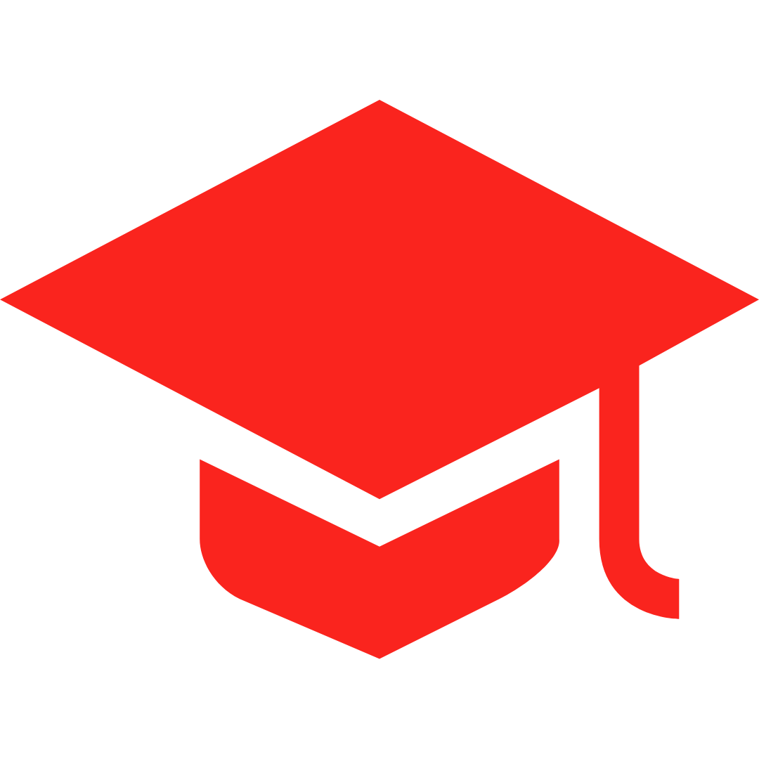 Red graduation cap icon with a tassel.
