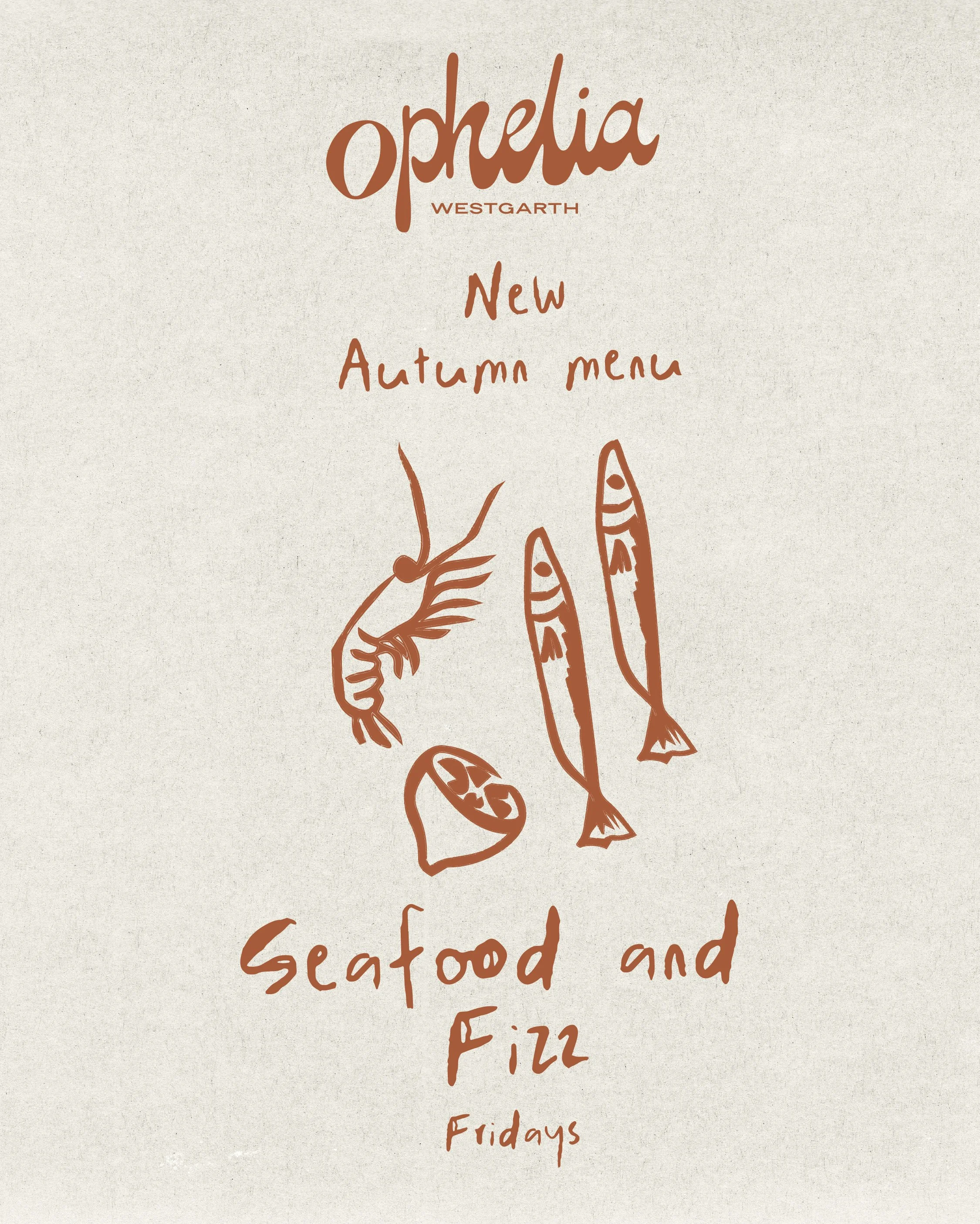 Seafood and Fizz night menu - Autumn