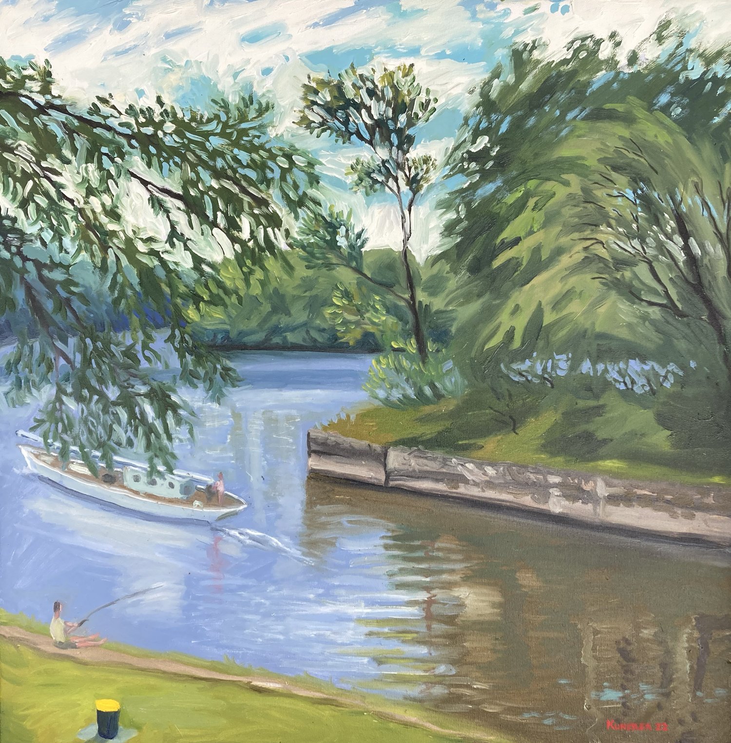 Lock 6 with Boat, 25 X 25" — $1,500