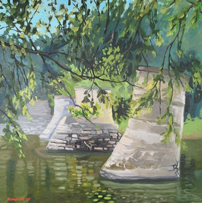 Railroad Ruins, 25 X 25" — $1,500