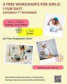 π I’m so excited to be working with the Zonta Club of Mount Barker and Mount Barker Community Centre to offer a FREE Youth Week drama workshop for girls aged 10+!
π Join me, Rachael Williams from Play Every Day Productions, for a fun, confid