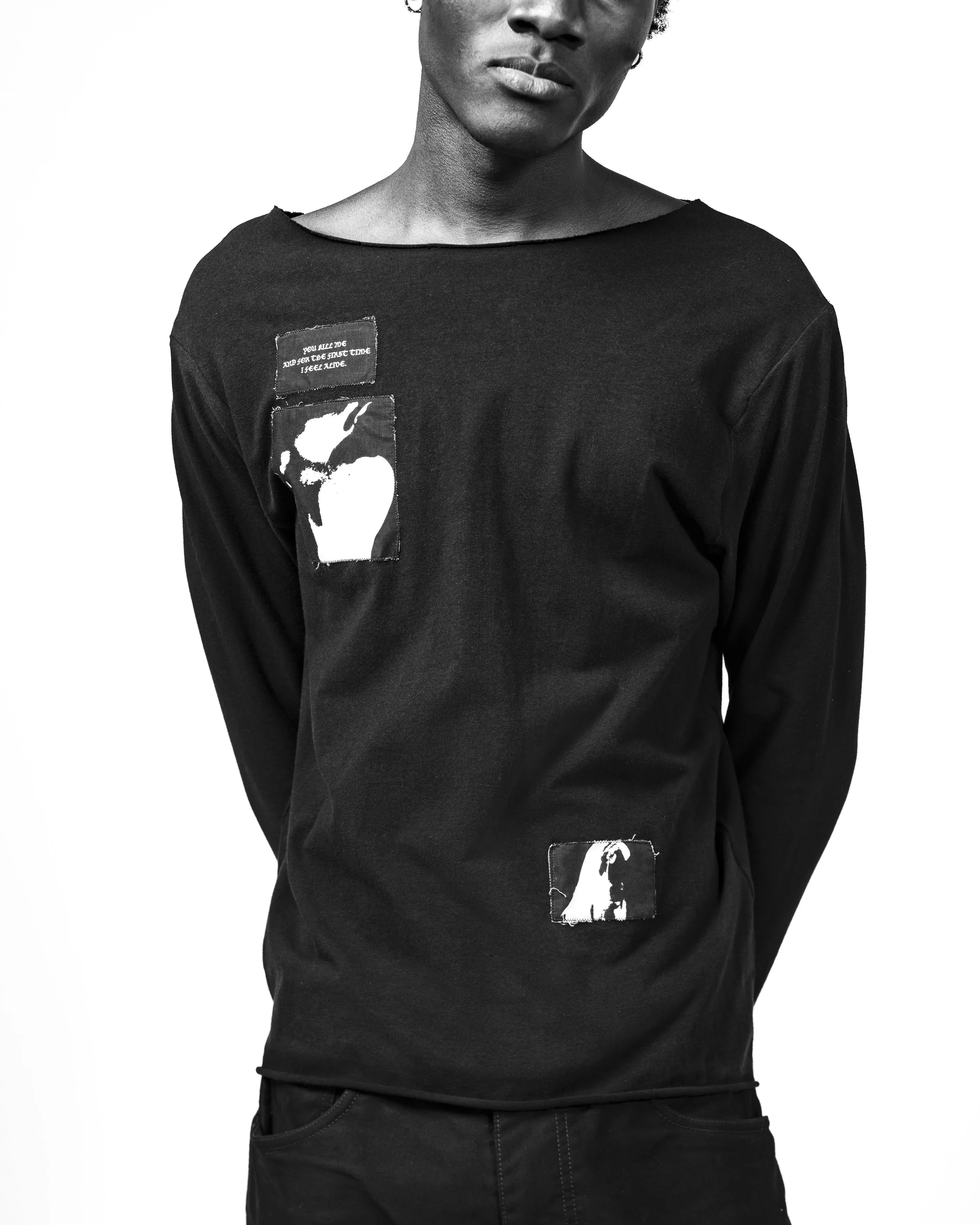 DERM FITTED DROP NECK COTTON JERSEY LONGSLEEVE