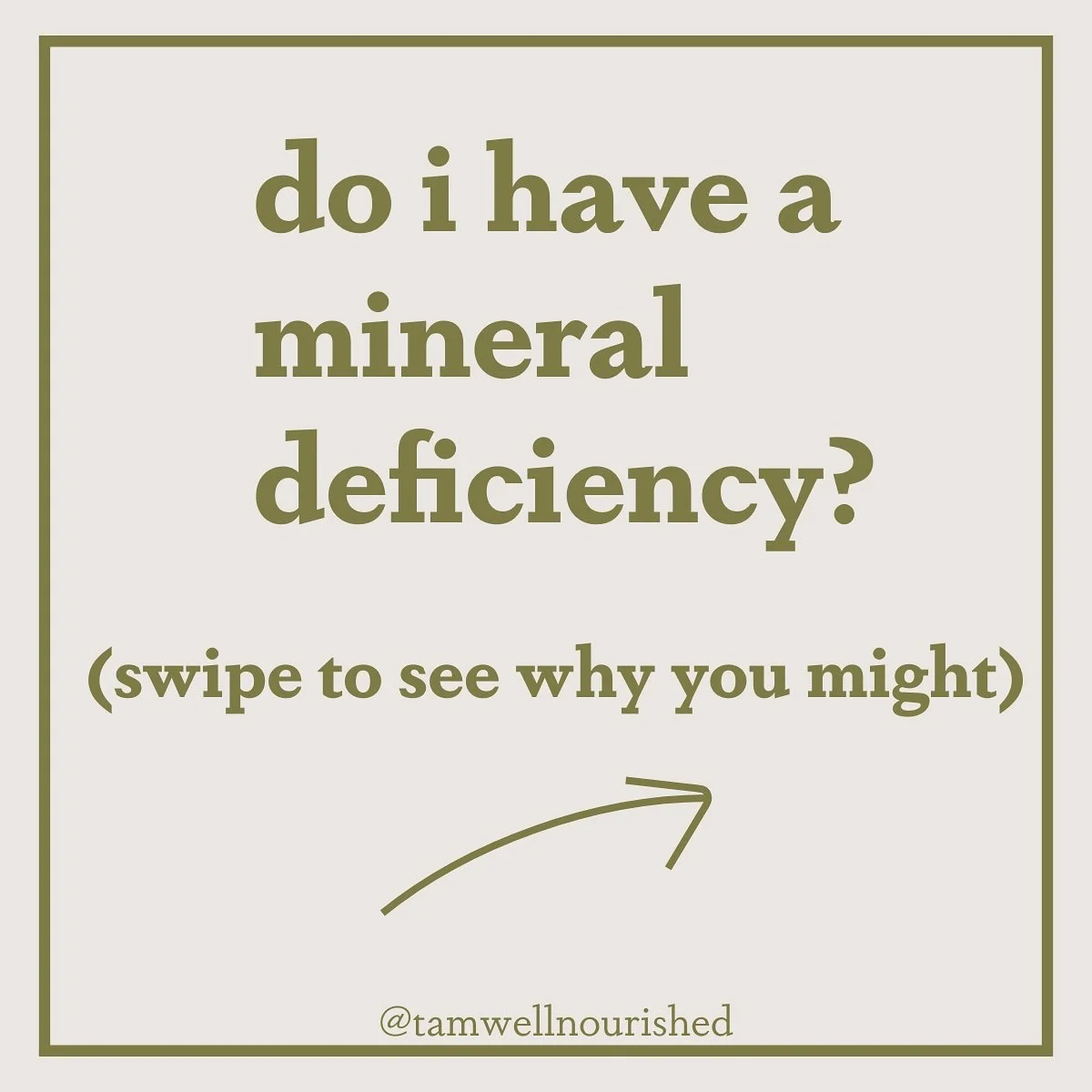 back to mineral school!!!π€
Mineral deficiencies can show up in lots of different ways including (but not limited to) the above ππ» 
Does experiencing any of these symptoms DEFINITELY mean there’s a deficiency? Of course not. But in my exper