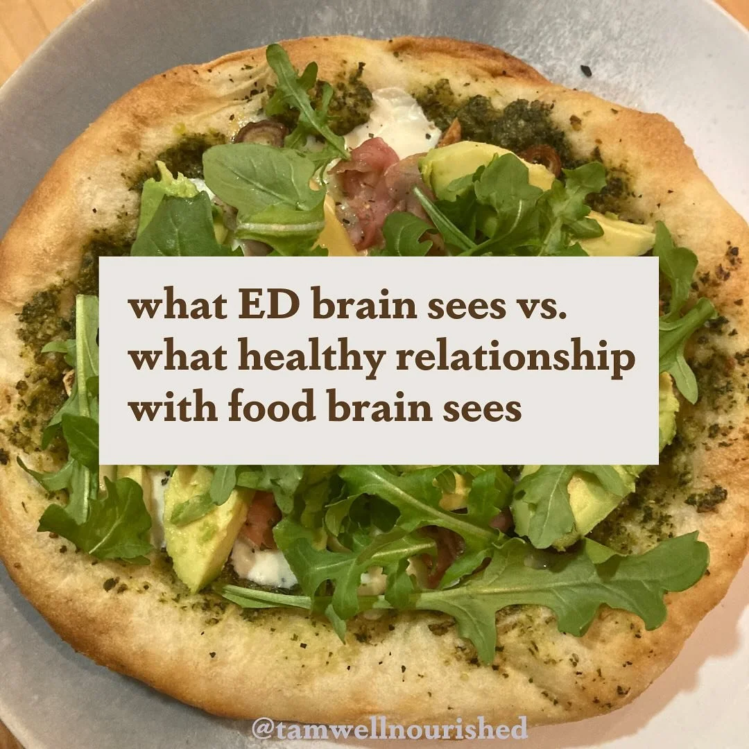 how do you think about food? 
for those with an ED history or any type of relationship with food dysregulation, interacting with “unsafe” foods can feel really scary. let’s work through that mental chatter and begin to re-wire your