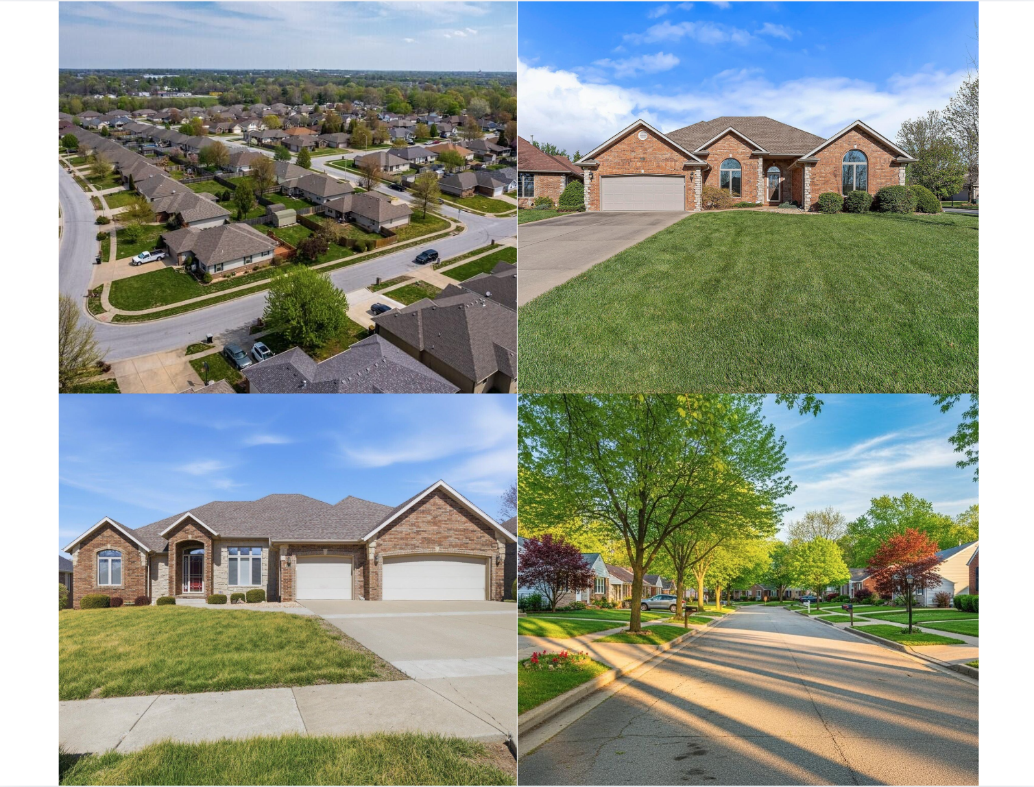 Residential neighborhood with homes and mature trees in Springfield Missouri
