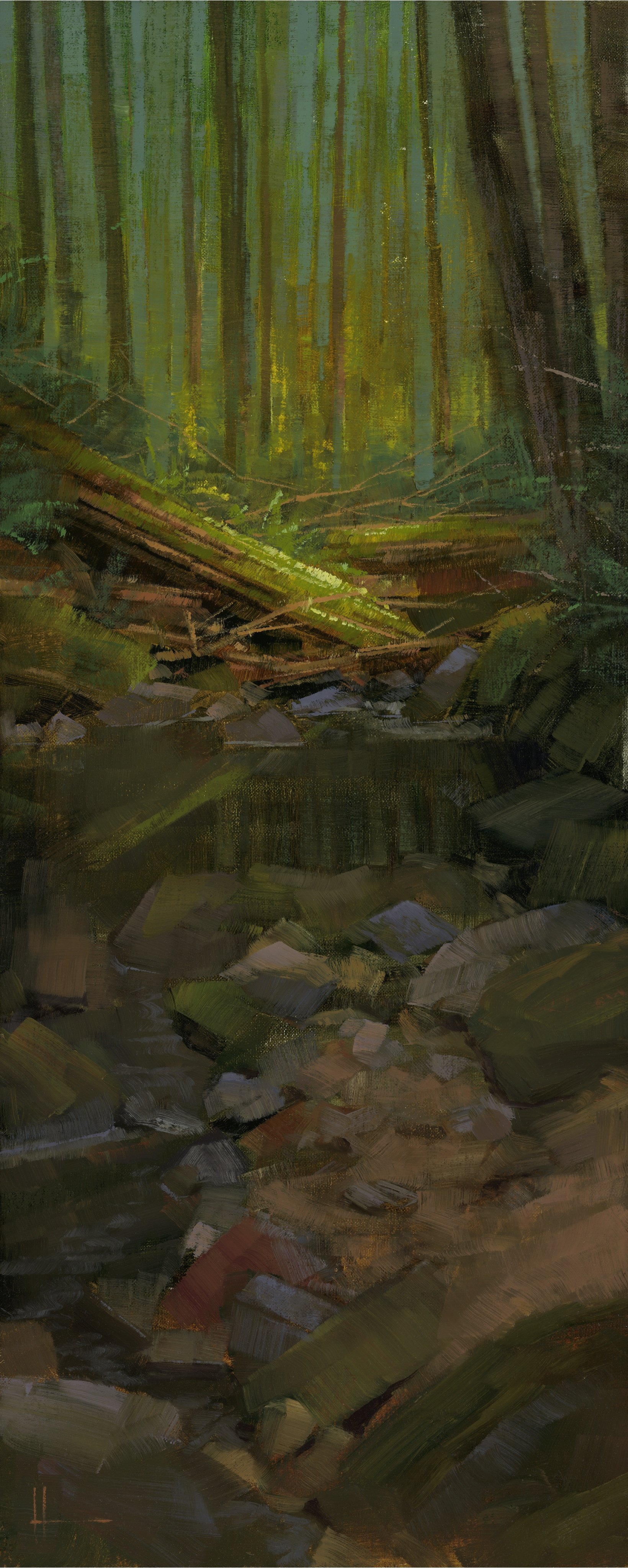 Soon the Light . 10” x 25”, Oil on linen