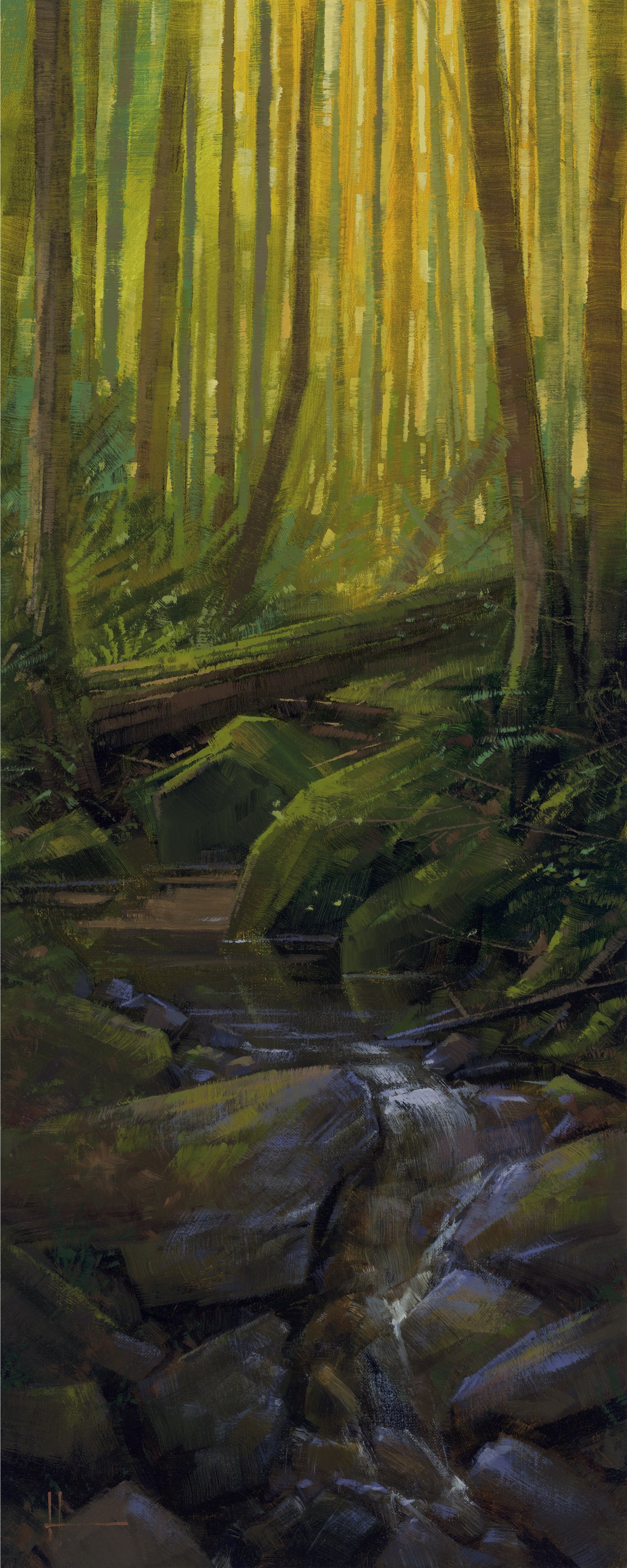 A Trickle in Time . 10” x 25”. Oil on linen