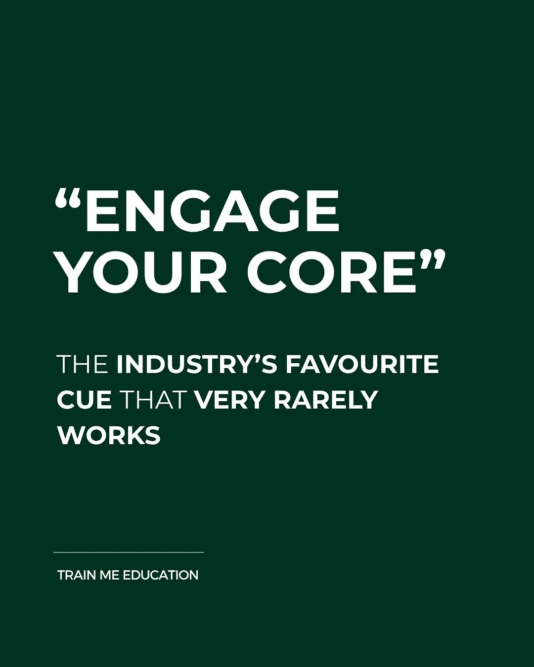 &ldquo;Engage your core&rdquo; is one of the most used cues in the industry but also one of the least understood. Most people aren&rsquo;t doing it wrong, they&rsquo;ve just never been shown what it should actually feel like &amp; when the cue isn&rs