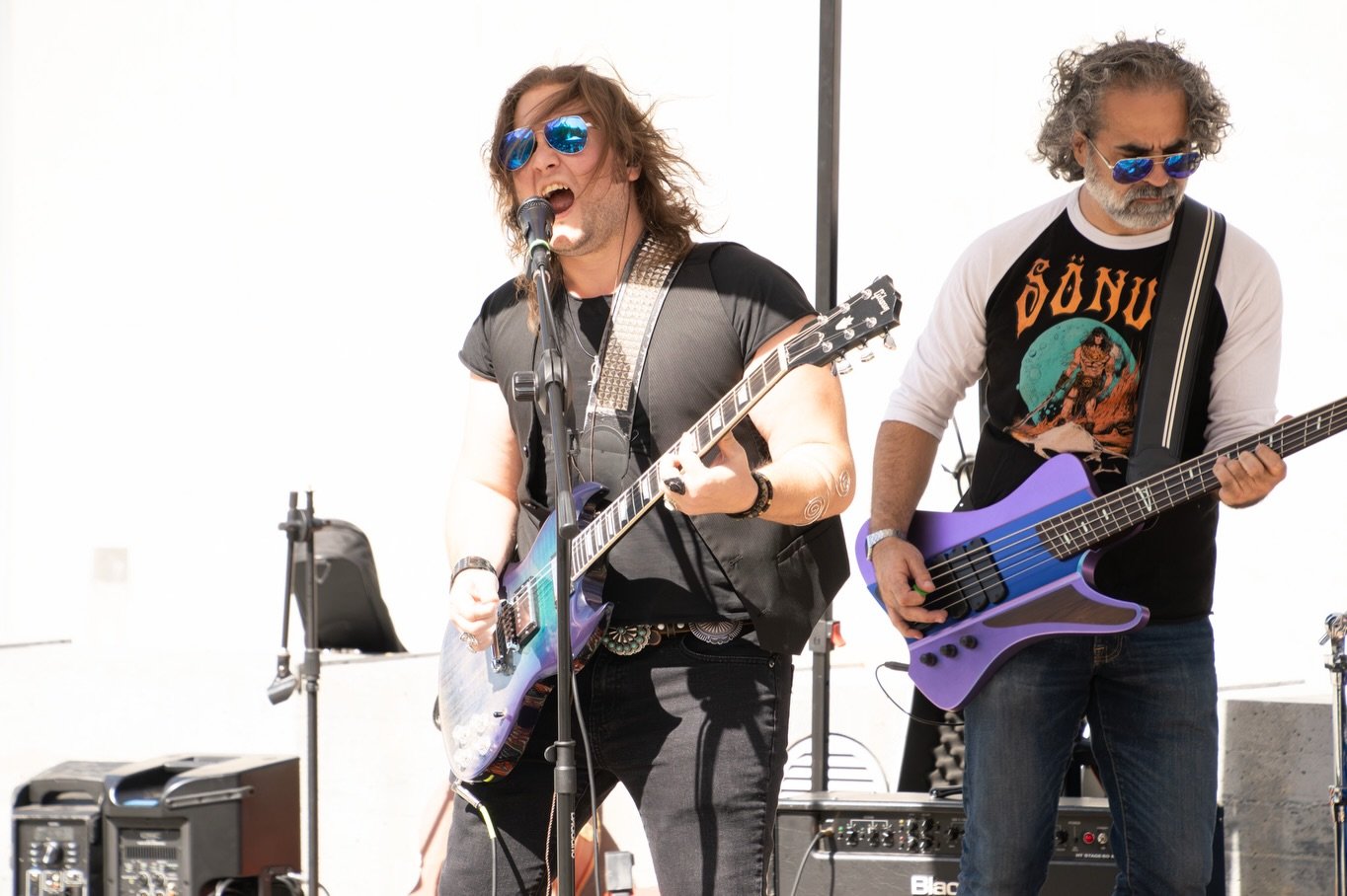 @sonus_rocks with band members @david_wachsman @sonusdrummer @davereno_sonus_bass rocked out at the Mutual Aid Bloc Party hosted by @sanjosefoodnotbombs @silicon_valley_dsa @sjclothingswap in downtown San Jose, CA 8.22.26 🤘

#sonus #sonusrocks #mutu