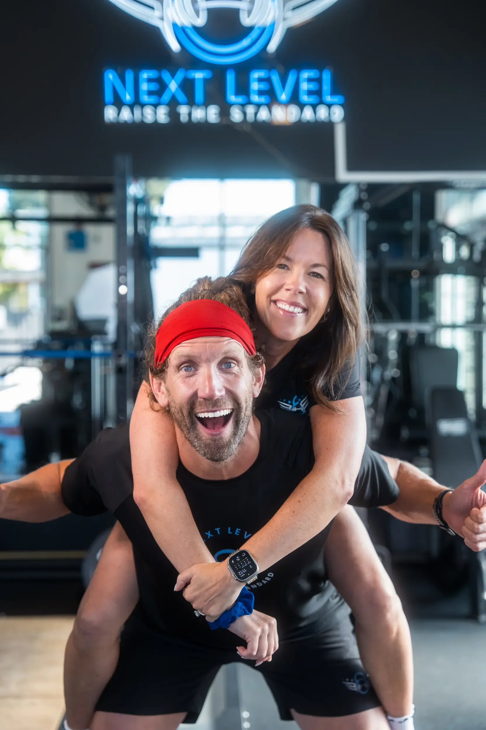 Sarah Shah and Taylor Ames, co-owners of Next Level Fitness, in the gym