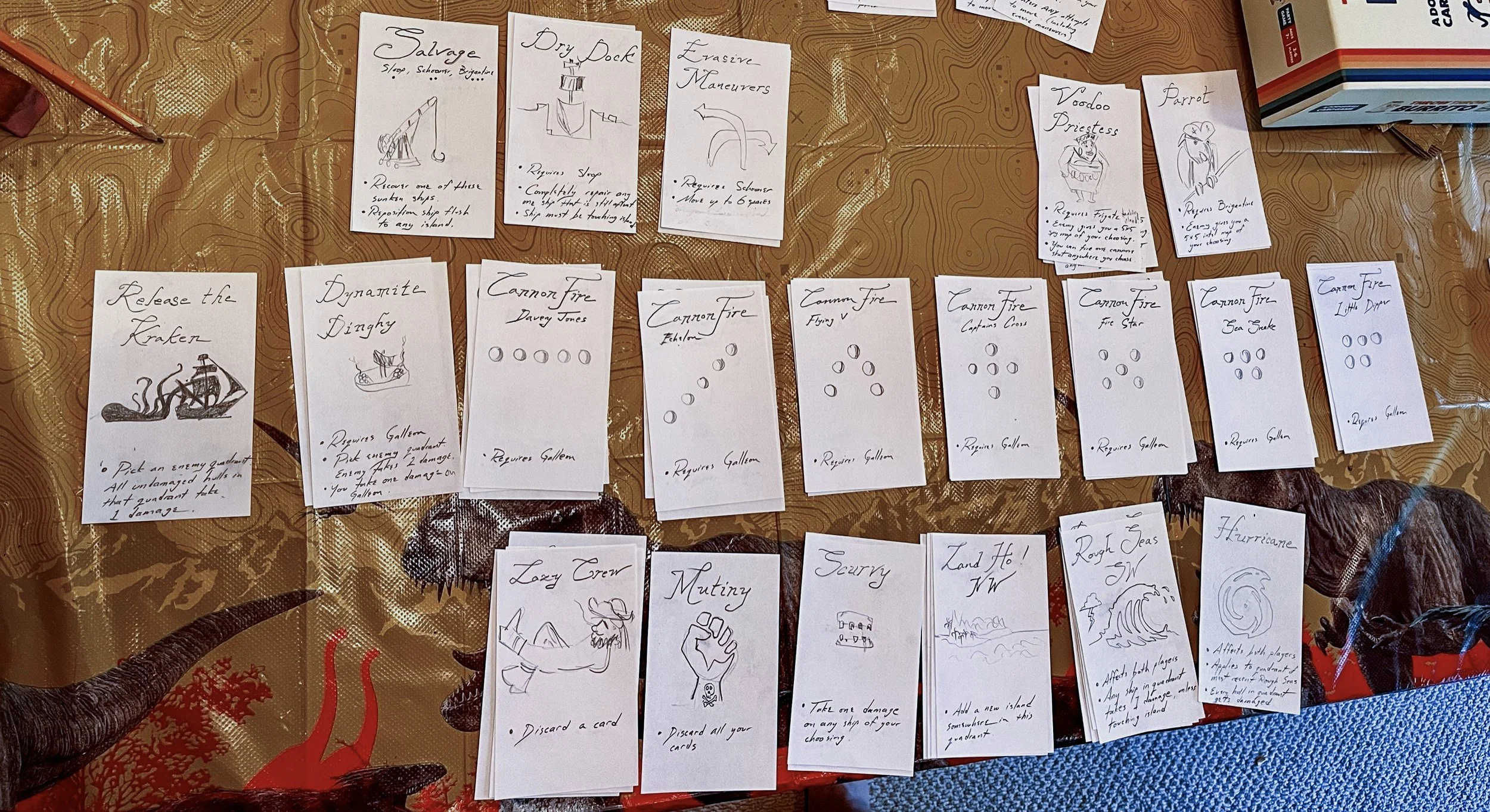 July 2022. Once we settled on a pirate theme and added a deck of cards, our game took on a whole new dimension. We began to ask ourselves if this game was becoming bigger than just a fun brotherly collaboration.