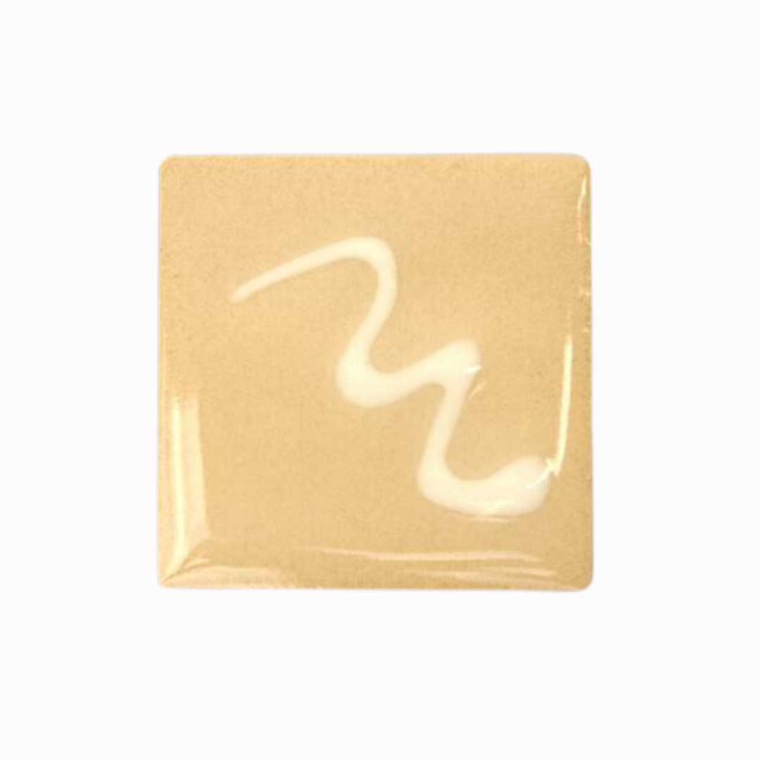 Test tile with clear glossy glaze applied