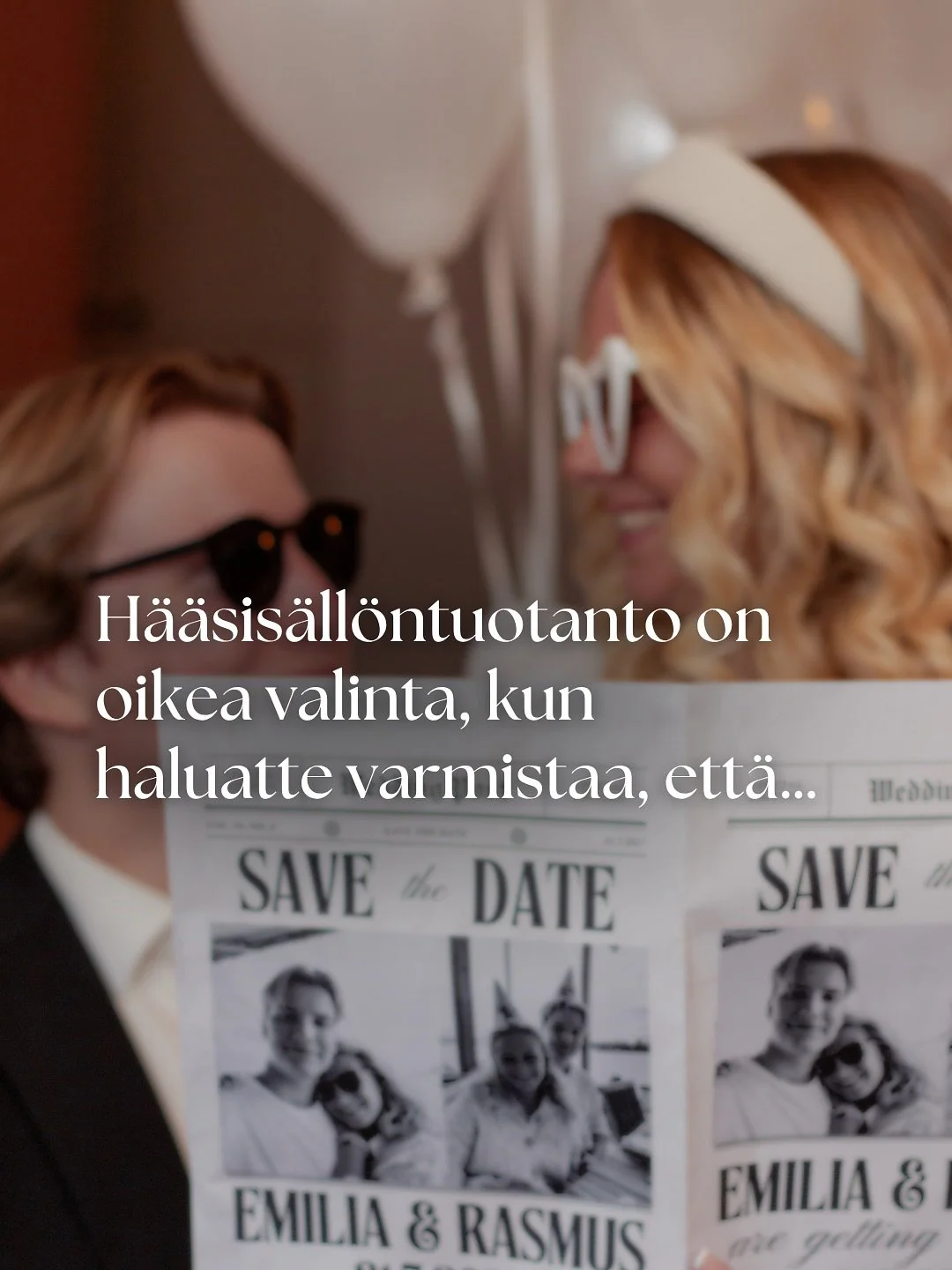 Mitä jos me oltaisiinkin ainoat, jotka häissäsi kulkee kännykkä kädessä? Te ja vieraanne saisivat olla aidosti ja täysillä läsnä tärkeässä päivässä – muistoist