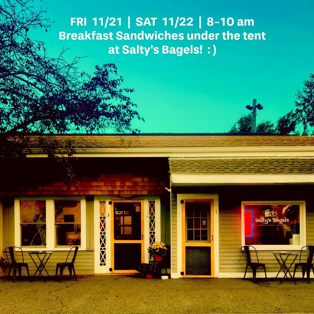 Howdy Cape Ann Bagel Lovers!

Just for fun, we'll be outdoors - this Friday and Saturday at 8:00 am serving delicious "bagel sandwiches" with hot sauces to boot!

Weekend bagel ordering at Salty's will remain intact indoors from 8:00 am to 