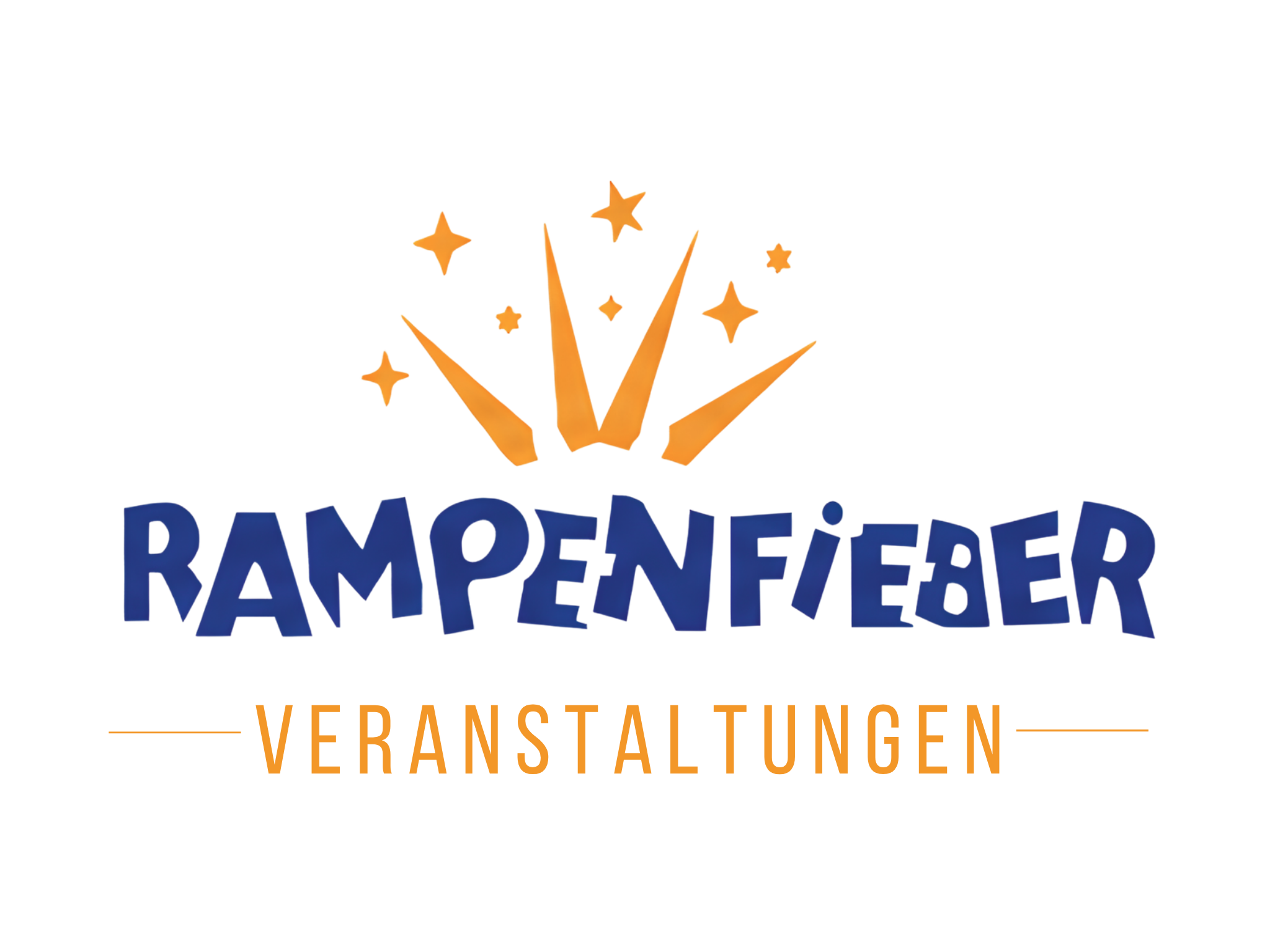 Schriftzug in dunkelblau Rampenfieber Veranstaltungen